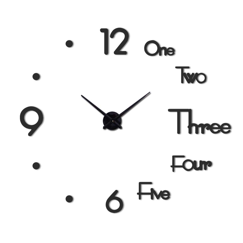 YUYANG Modern 3D Metal Wall Clock - Large 90cm DIY Silent Quartz Clock for Home & Office Decor - Easy to Read, Perfect Gift for Housewarming & Birthday (Wall Decor, Living Room, Bedroom, Kitchen)