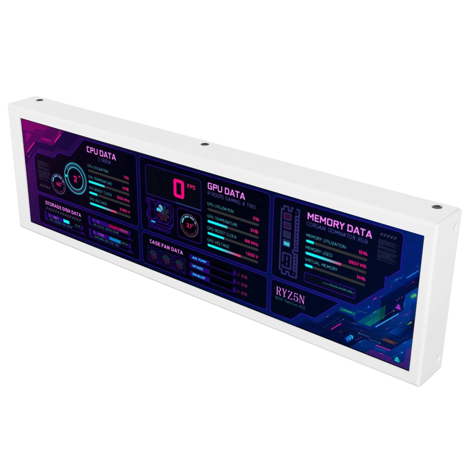 8.8 Inch Aida64 CPU Temperature Monitor - Metal Casing Secondary Screen for Laptop & PC, White LCD Display for Real-Time System Monitoring (Perfect for Gaming, Overclocking & PC Performance Tuning)