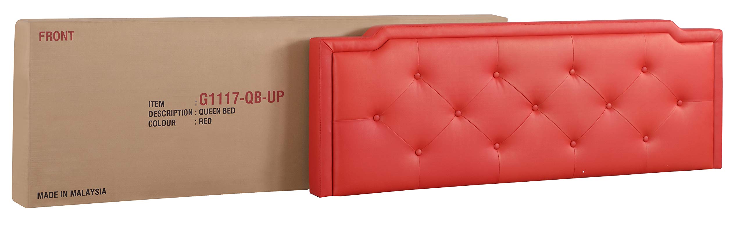 Glory Furniture Deb Faux Leather Upholstered Full Size Bed Frame in Red - Modern Luxury Bedroom Furniture for Master & Guest Rooms