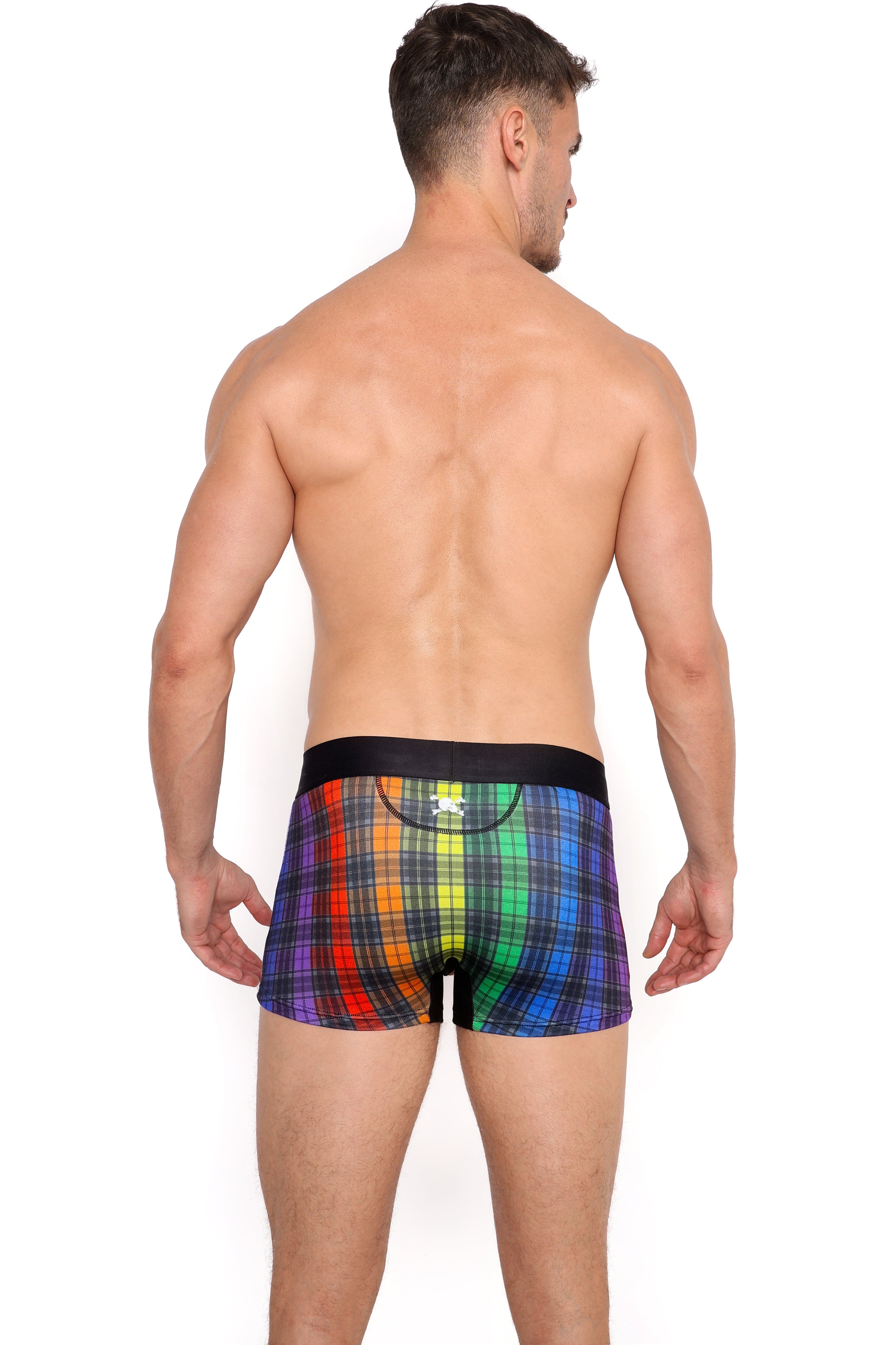 Rainbow Tartan Plaid Trunk for Men - Stylish Swimwear & Beach Shorts - Perfect for Swimming, Vacation, and Summer Outfits