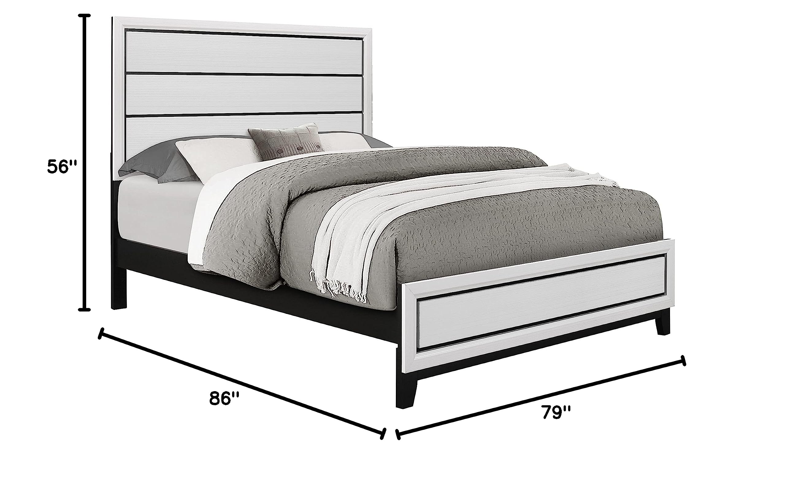 Kate White King Size Bed Frame - Modern & Elegant Bedroom Furniture by Global Furniture USA - Perfect for Master Bedrooms, Guest Rooms & Luxury Apartments