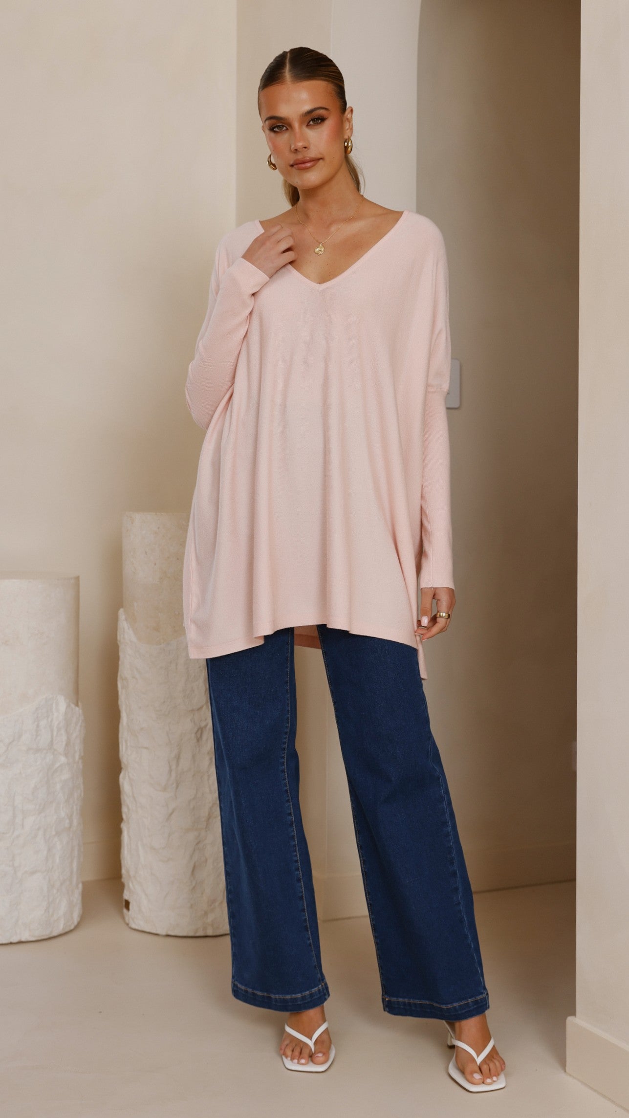 Amalia Knit Top for Women - Soft Blush Pink Casual T-Shirt | Perfect for Everyday Wear, Layering & Office Outfits