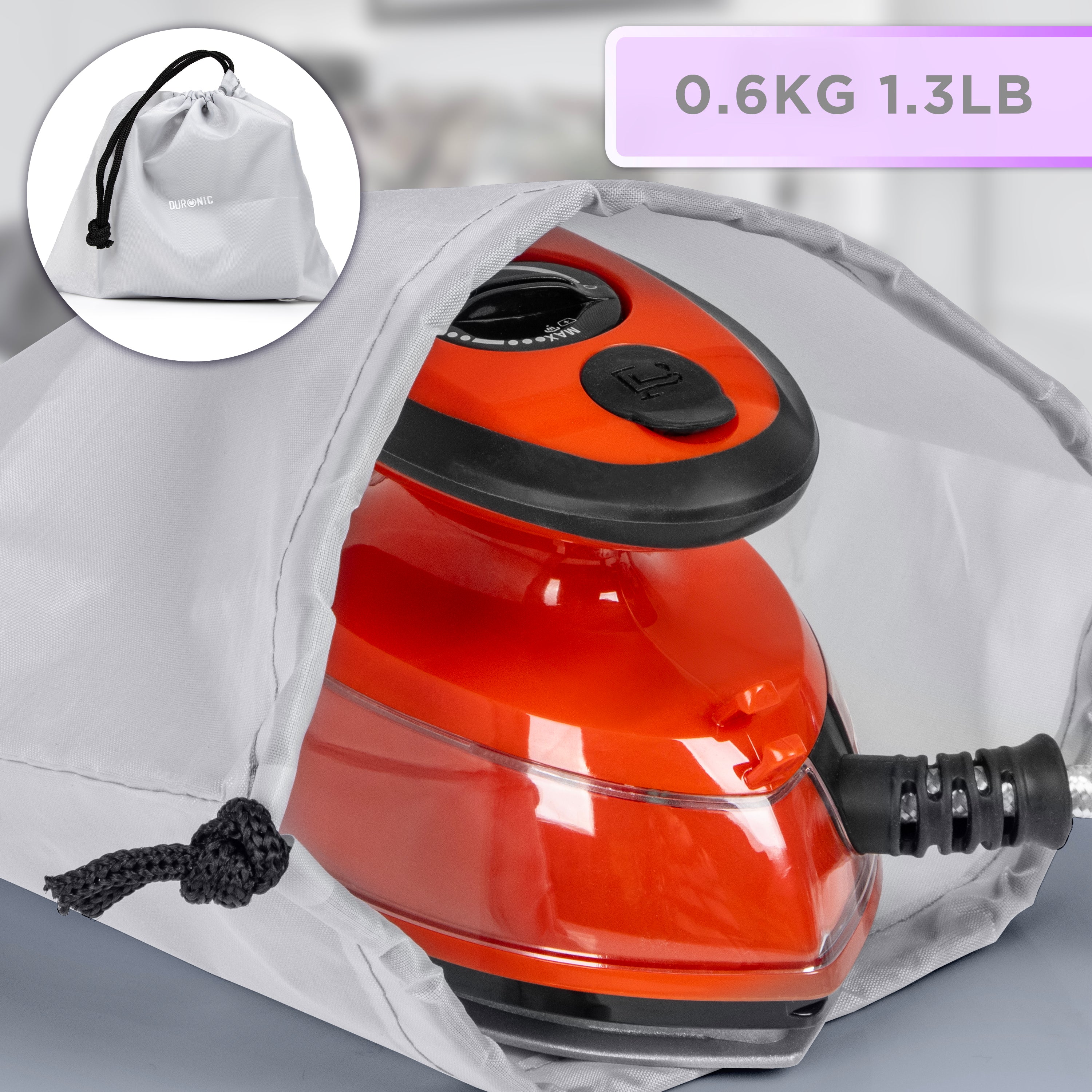 Duronic Steam Travel Iron Si3 RD - 400W Mini Compact Steamer with 35ml Water Tank, Adjustable Heat & Brush - Perfect for Quilting, Patchwork, Applique, Crafts & Holiday Travel