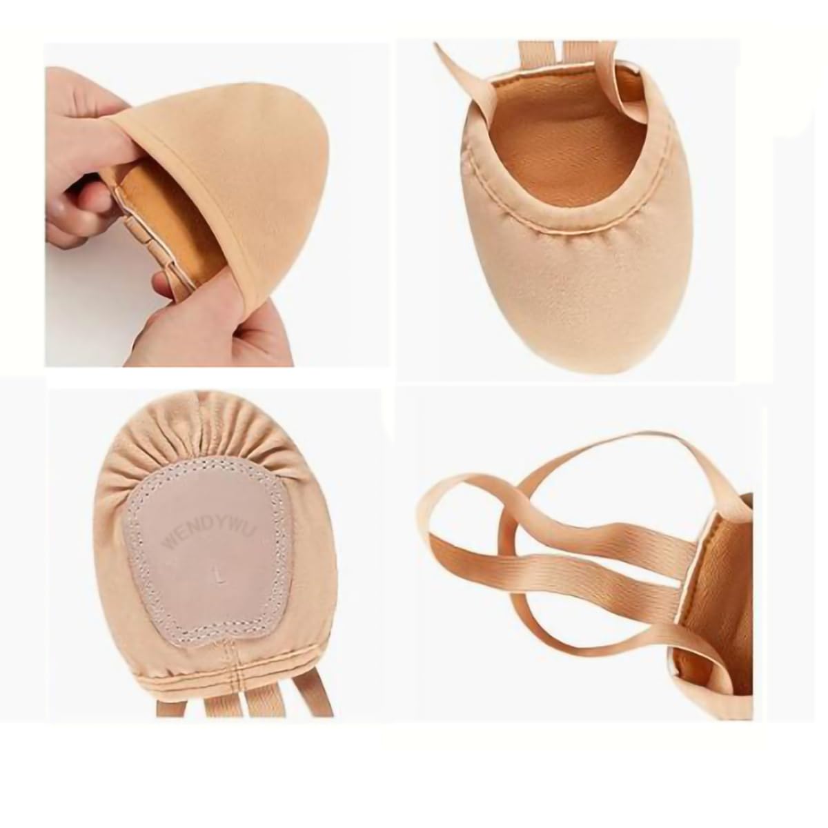 WENDYWU Half Sole Dance Shoes - Stretch Canvas Ballet Shoes for Jazz, Lyrical & Contemporary Dance | Perfect for Studio Practice & Performances