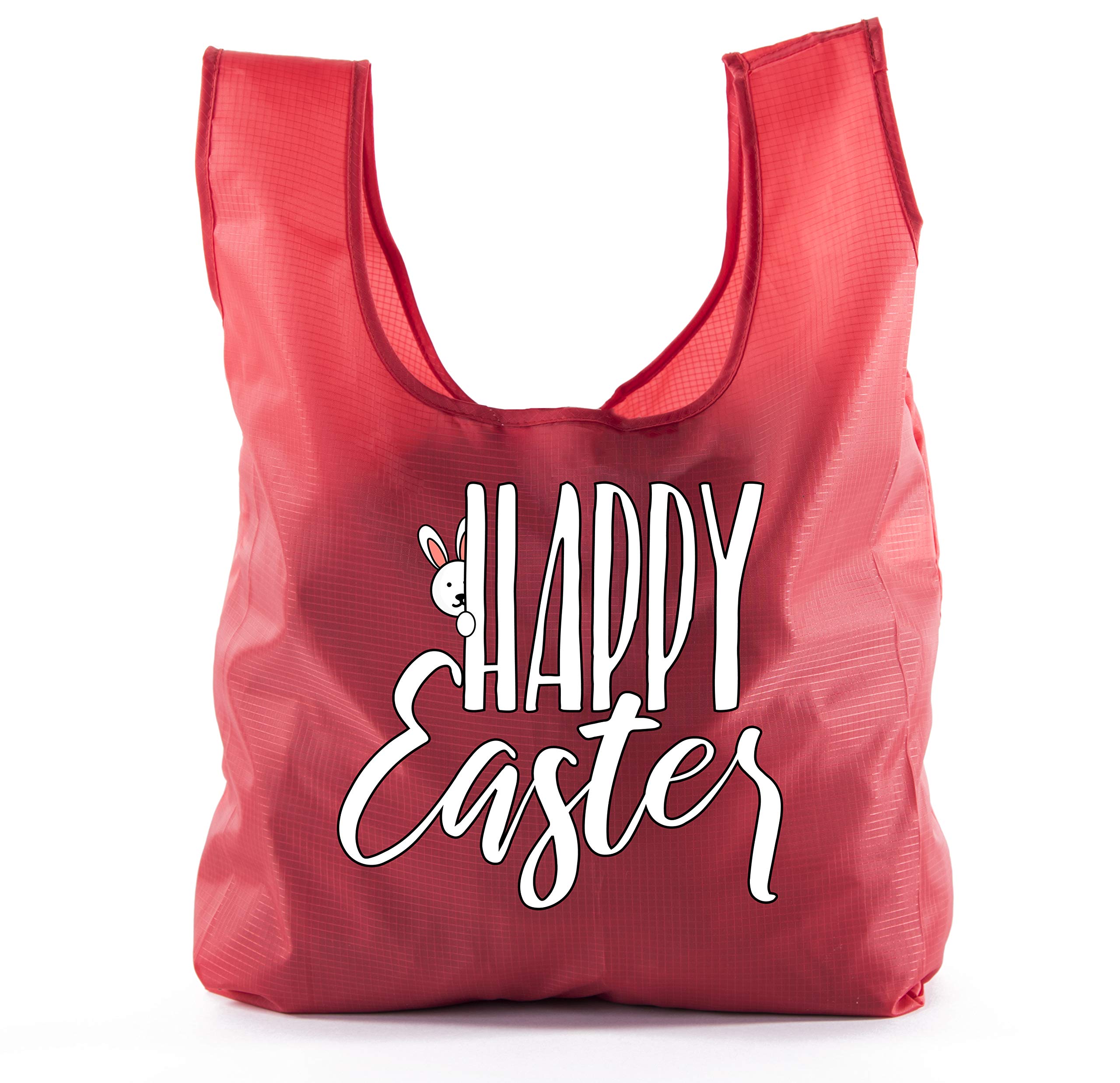 Easter Basket Bags - Bulk Reusable Grocery Tote Bags for Easter Egg Hunt - Peeking Bunny Design (Red, CA2650EasterDTG S2) - Perfect for Easter Gifts, Party Favors & Spring Celebrations