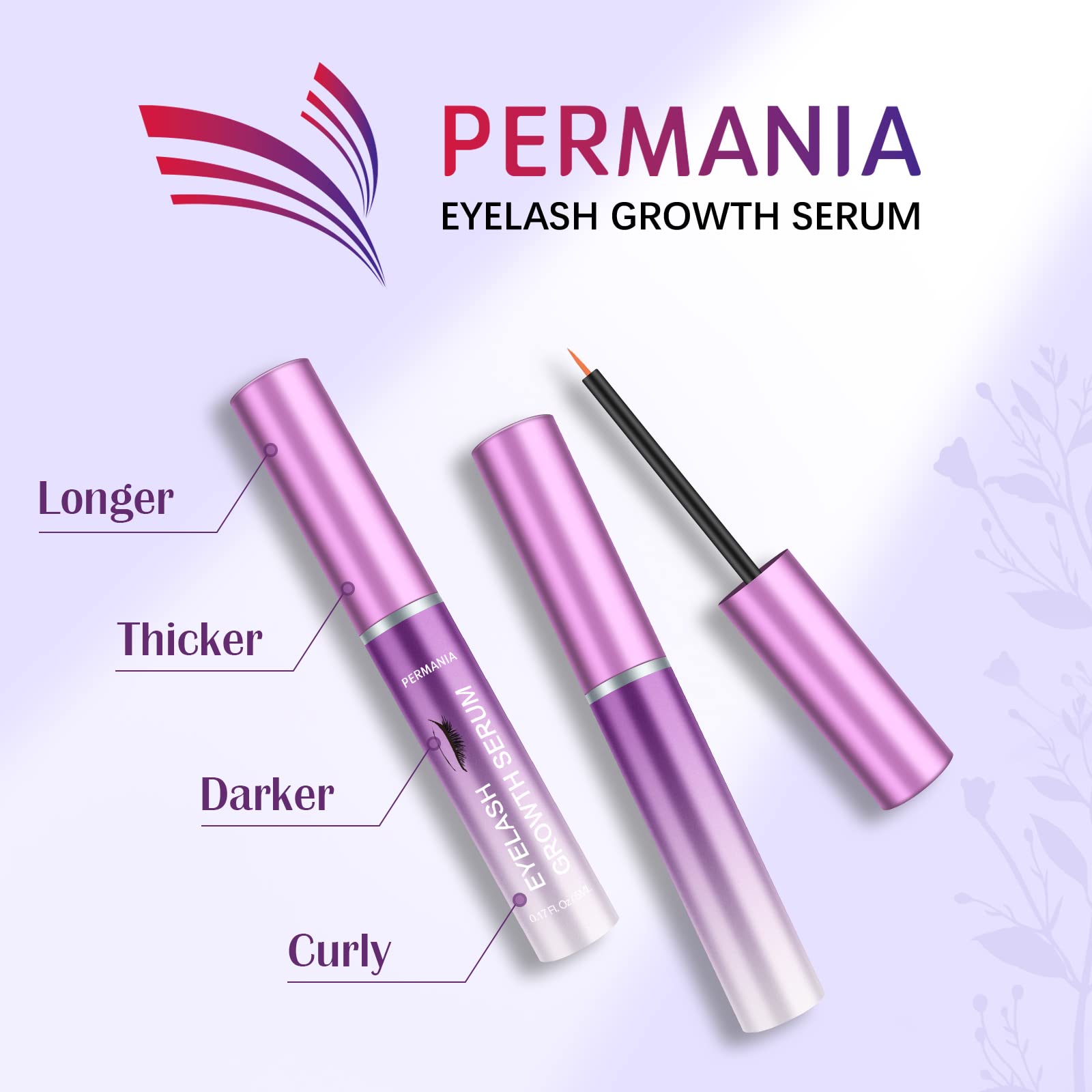 PERMANIA Eyelash Growth Serum - Natural & Cruelty-Free Lash Enhancer for Longer, Thicker Lashes | Hydrating & Conditioning Formula (2ML) | Perfect for Daily Use & Special Occasions