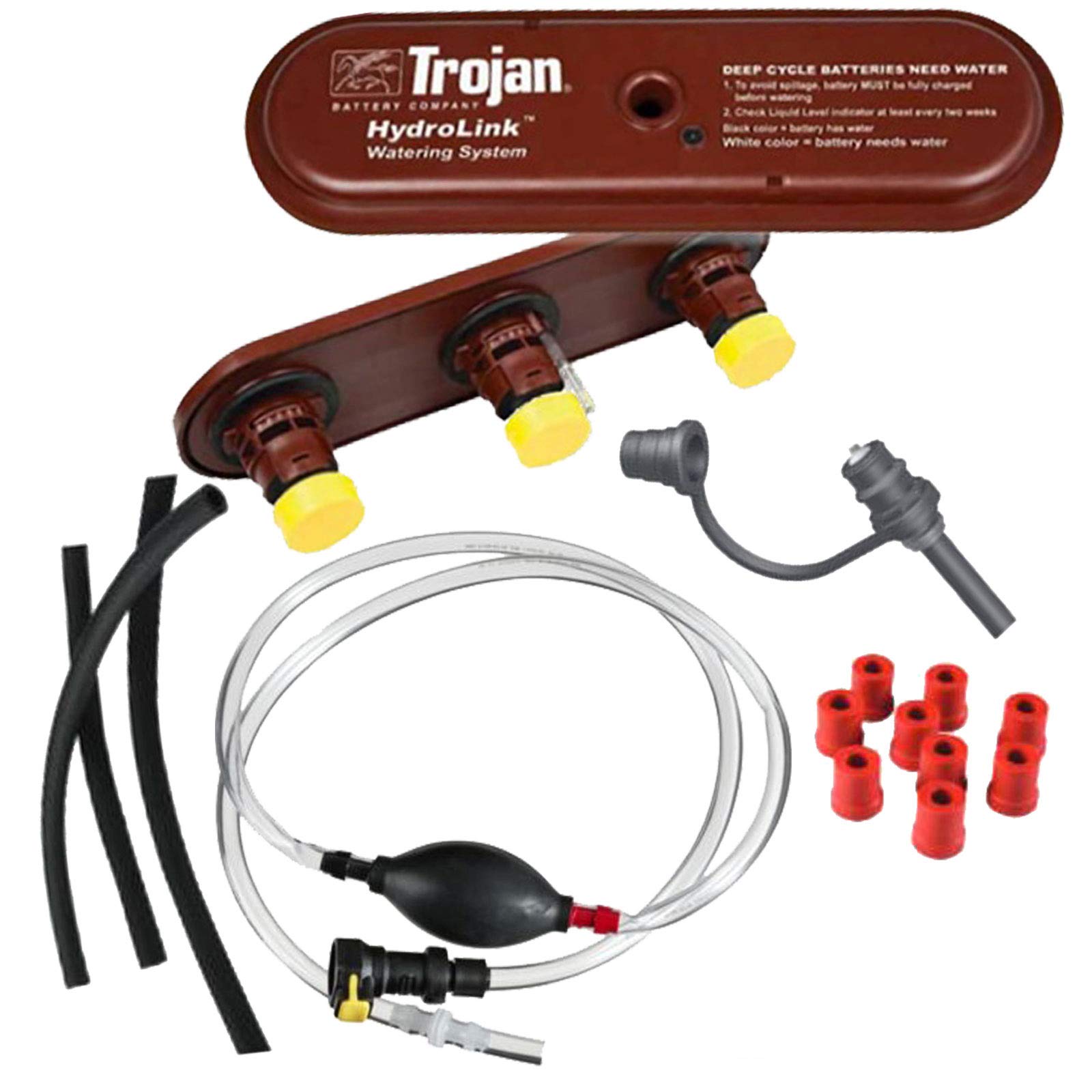 Trojan HydroLink Watering System Kit for 48V EZ-Go RXV Golf Cart with 12V Battery Maintenance & Hand Pump - Easy Battery Water Refill Solution for Golf Cart Maintenance