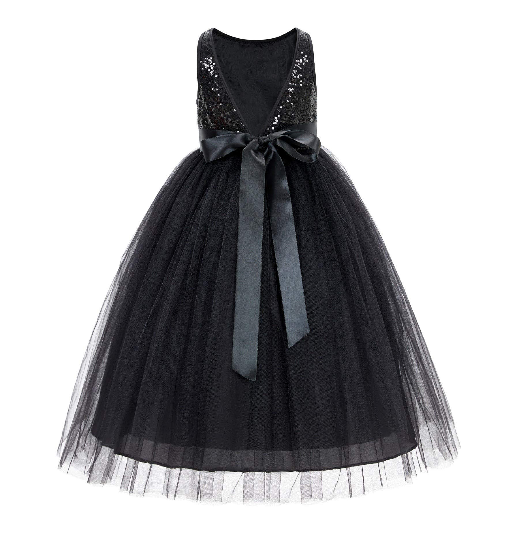 Elegant Heart Cutout Sequin Flower Girl Dress for Weddings & Special Occasions - Sparkling Formal Party Gown for Kids (172seq) | Perfect for Bridal Showers, Pageants & Holiday Celebrations