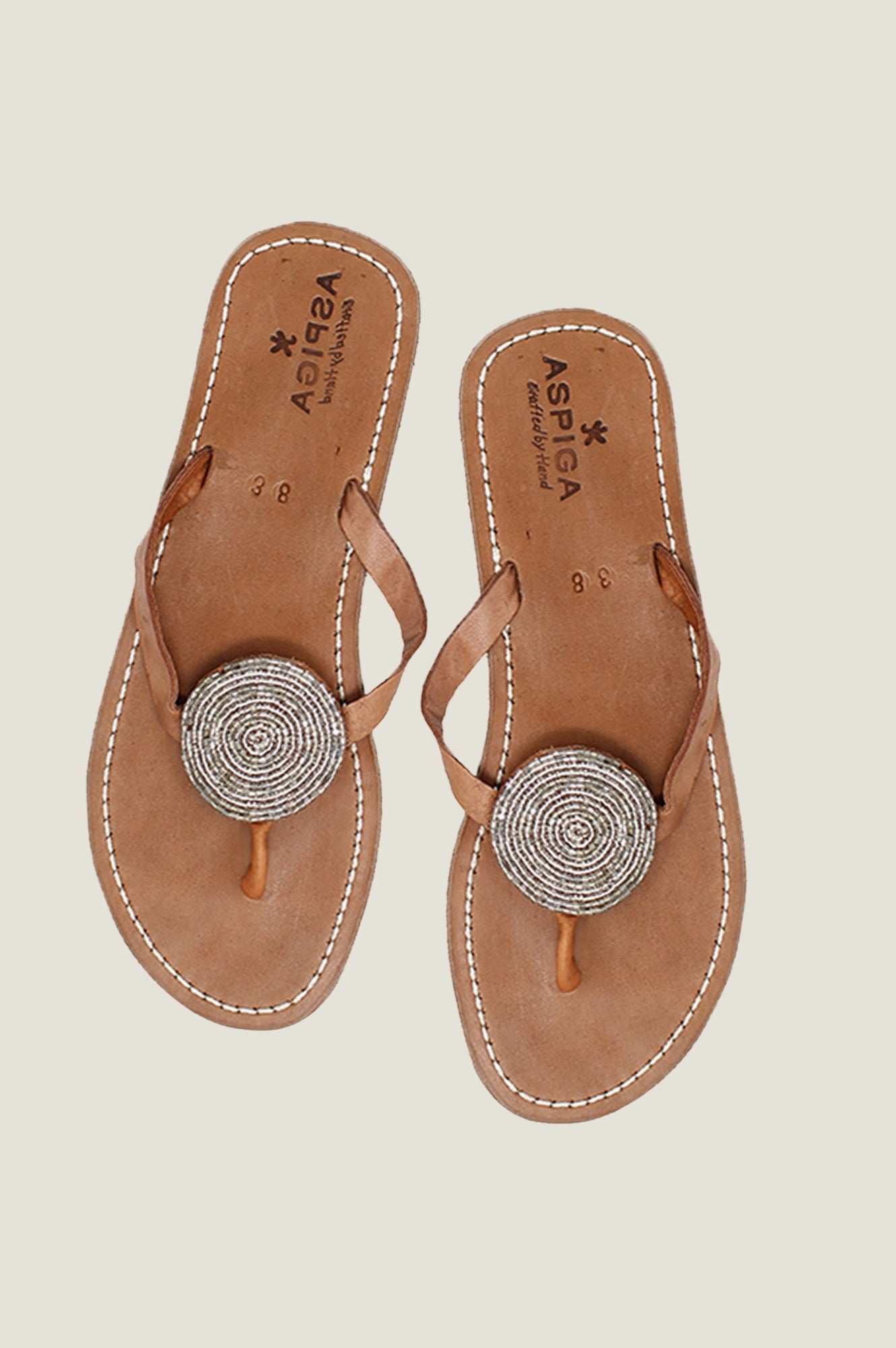Stylish Silver Disc Leather Sandals for Women - Comfortable Summer Beach & Casual Walking Sandals