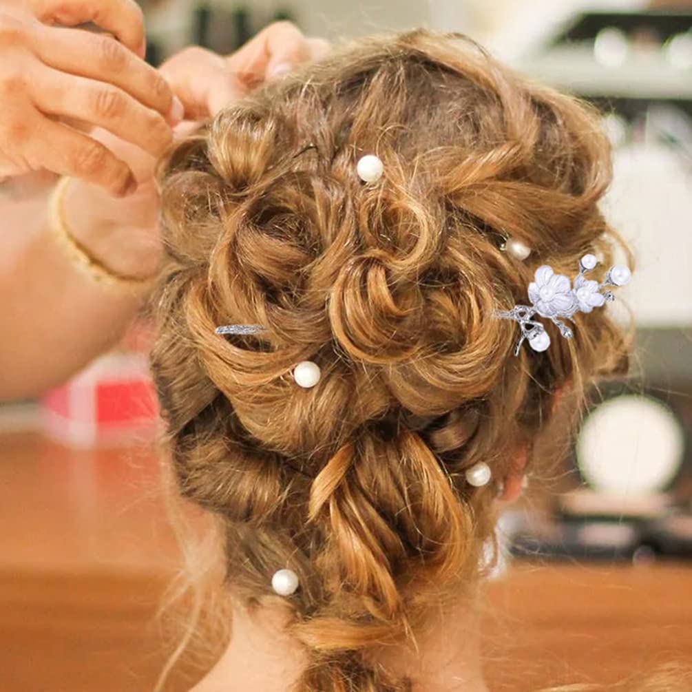3pcs Pearl Hair Sticks with Flower Decor - Elegant Hair Chopsticks & Forks for Women, Hair Accessories for Weddings, Parties, and Everyday Styling