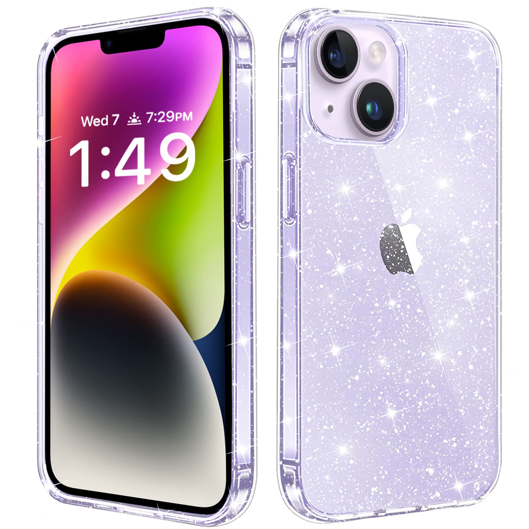 Sparkly Glitter Clear iPhone 14 Case - Shockproof Slim TPU Protective Cover with Anti-Scratch Design for Women & Girls | Perfect for Daily Use, Parties & Gifting