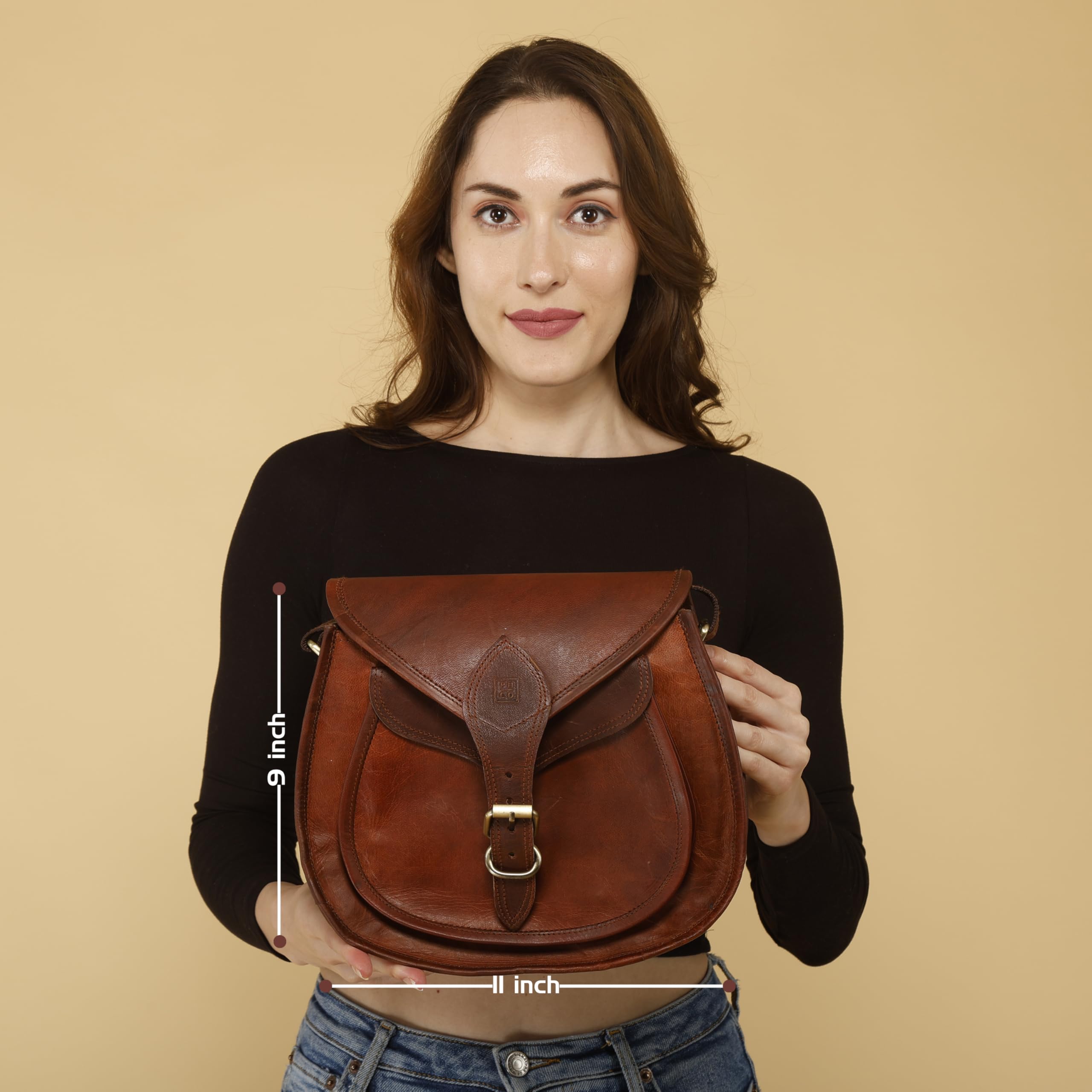 Vintage Leather Crossbody Bag for Women - Waterproof Shoulder Purse, Adjustable Strap, Retro Satchel (11 inch, Brown) - Perfect for Office, Travel, College & Everyday Use