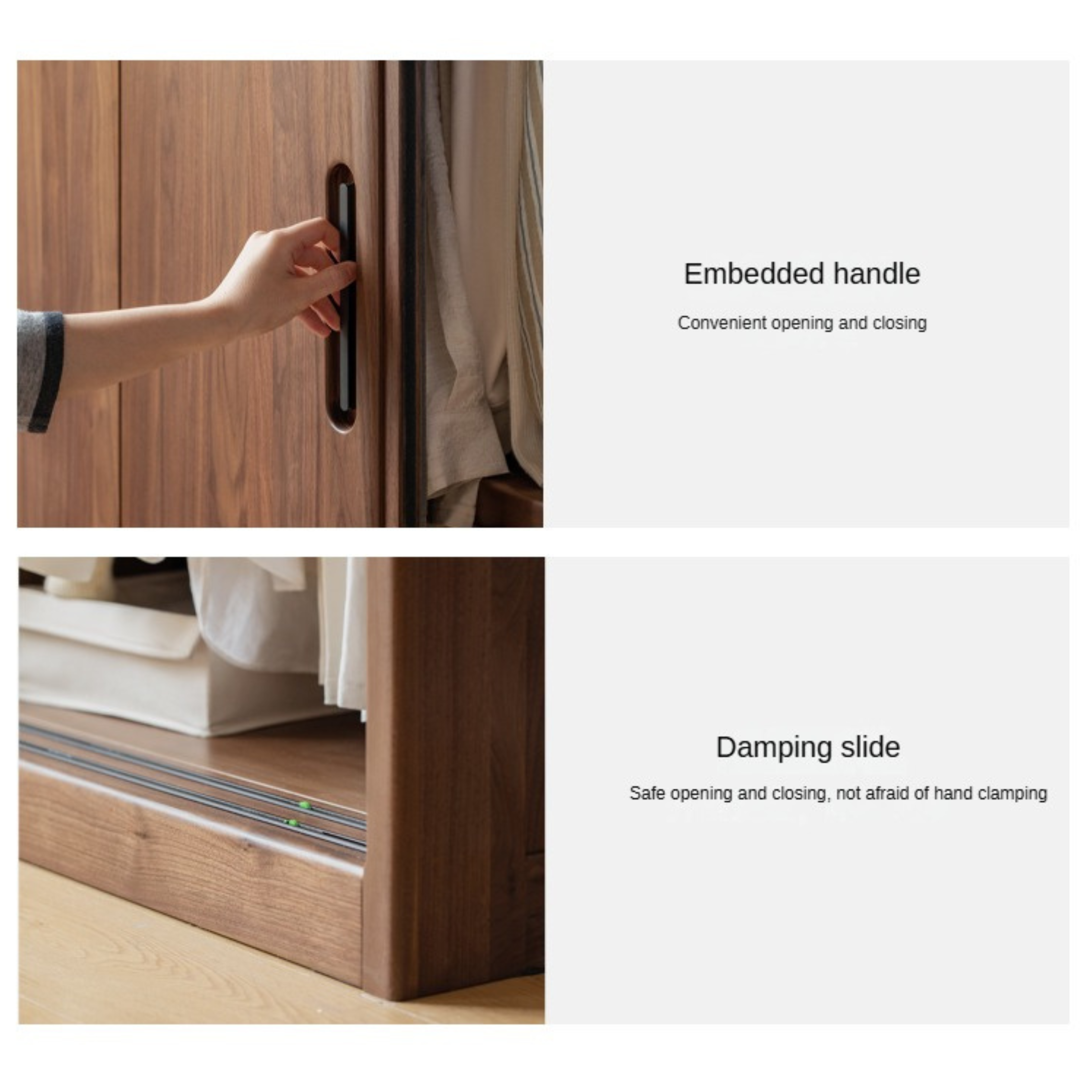 Premium Black Walnut Solid Wood Sliding Door Closet - Elegant & Durable Wardrobe Solution for Bedroom, Walk-in Closet, and Modern Home Decor