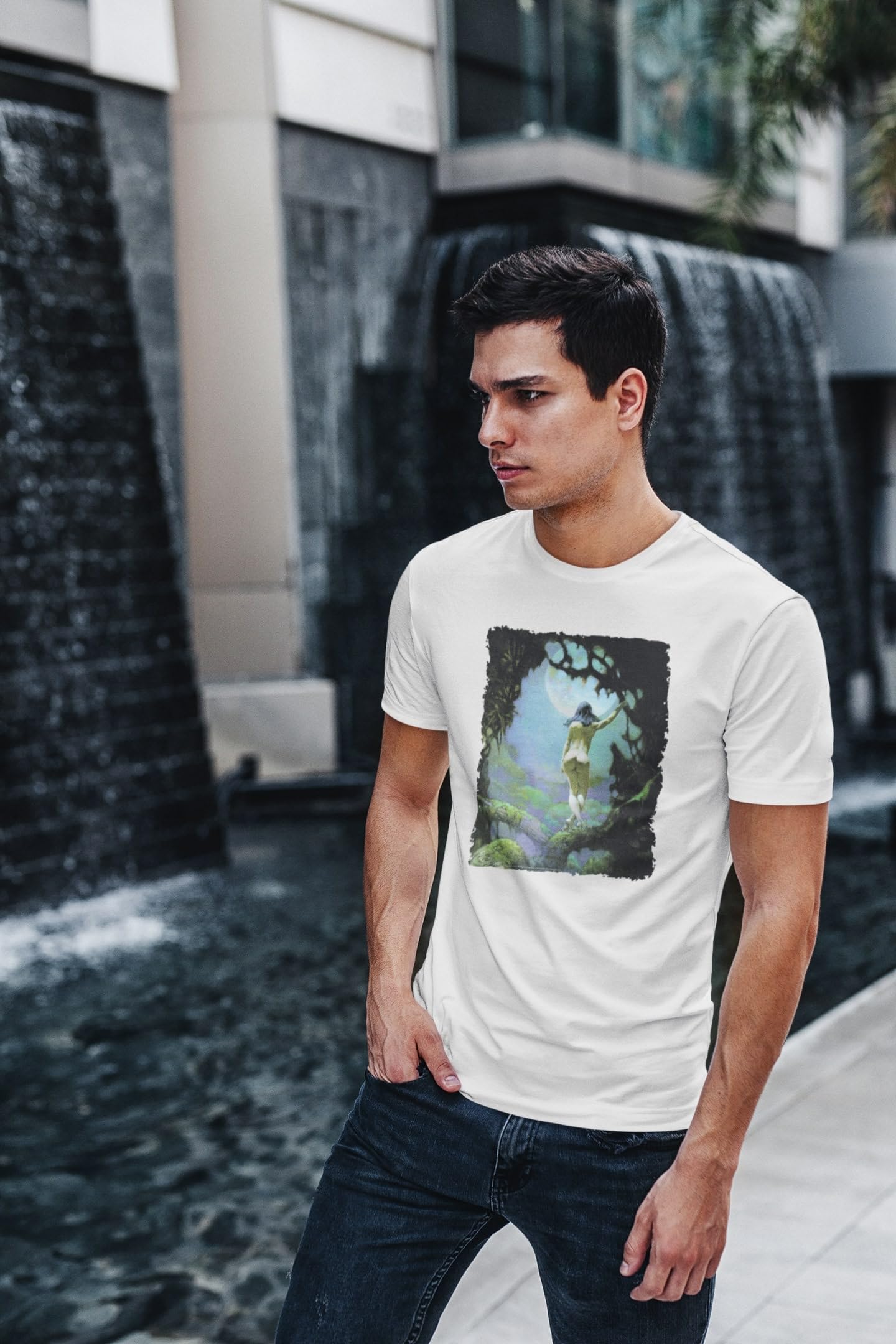Frank Frazetta Moon Rapture Art Graphic T-Shirt for Men - Vintage Fantasy Tee for Casual Wear, Gifts & Pop Culture Fans