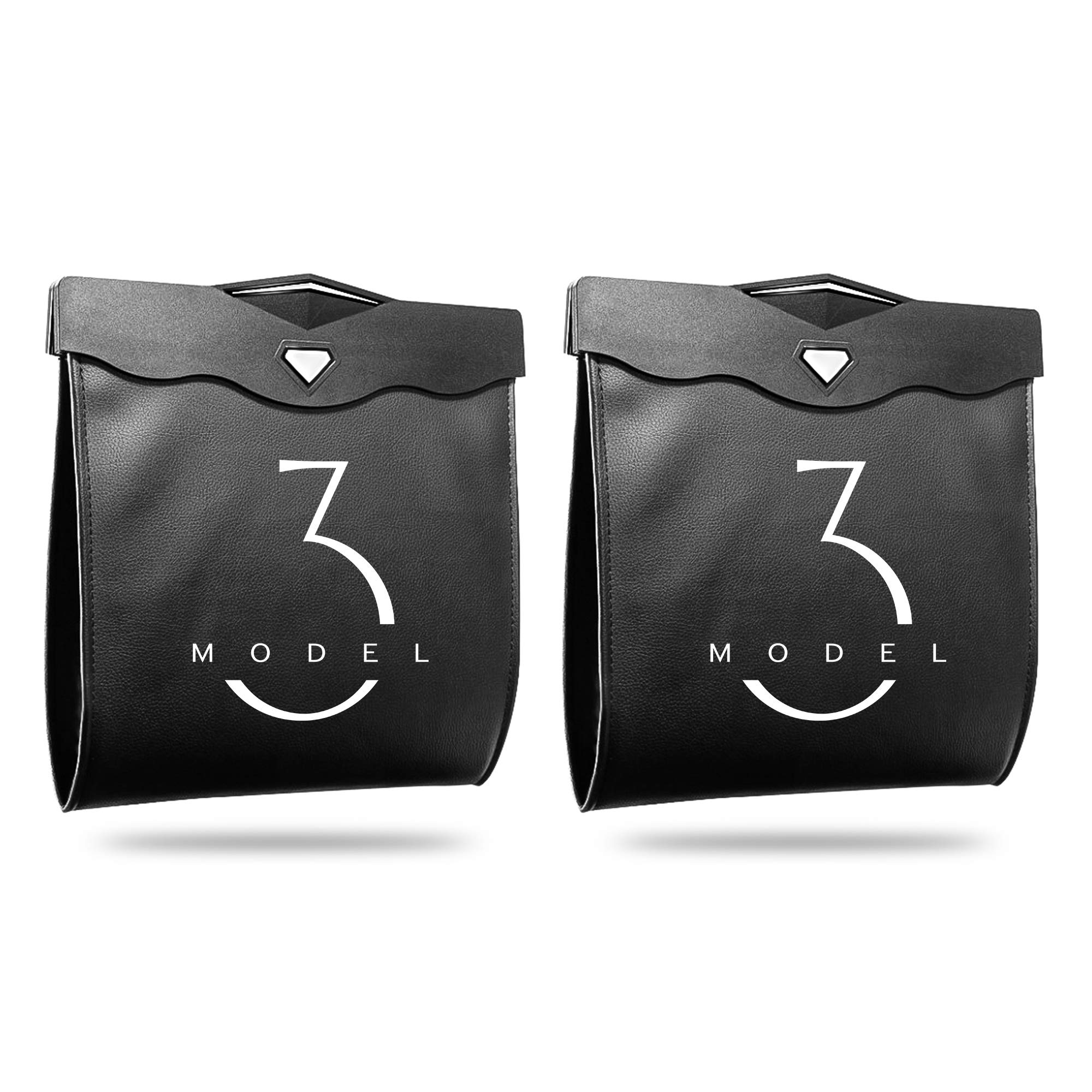 Tesla Model 3 Back Seat Trash Can with Magnetic Hanging Buckle - Waterproof Car Garbage Bag Accessories for 2016-2023 Models (2 Pack) - Perfect for Road Trips, Commuting & Keeping Your Tesla Clean