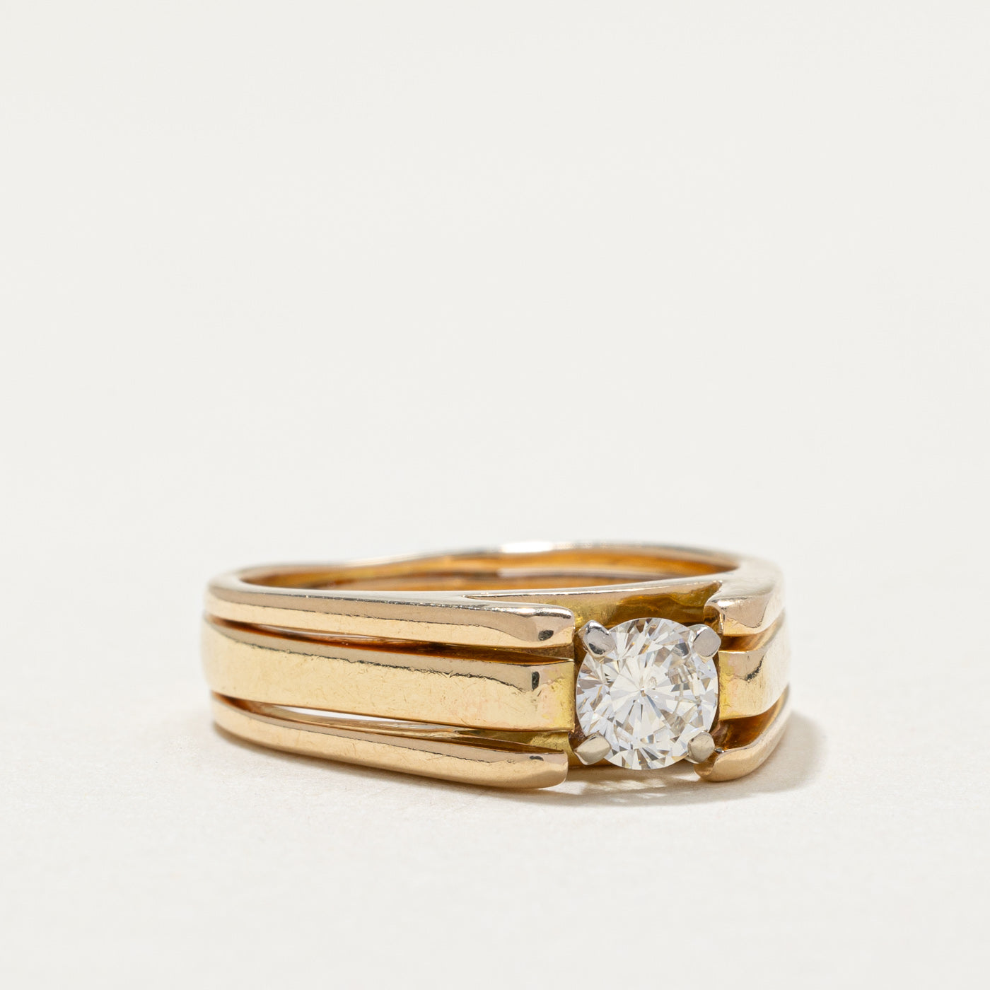 0.43ct Solitaire High Set Diamond Engagement Ring for Women, Size 6.5 - Elegant Grooved Band for Weddings, Proposals & Anniversary Gifts