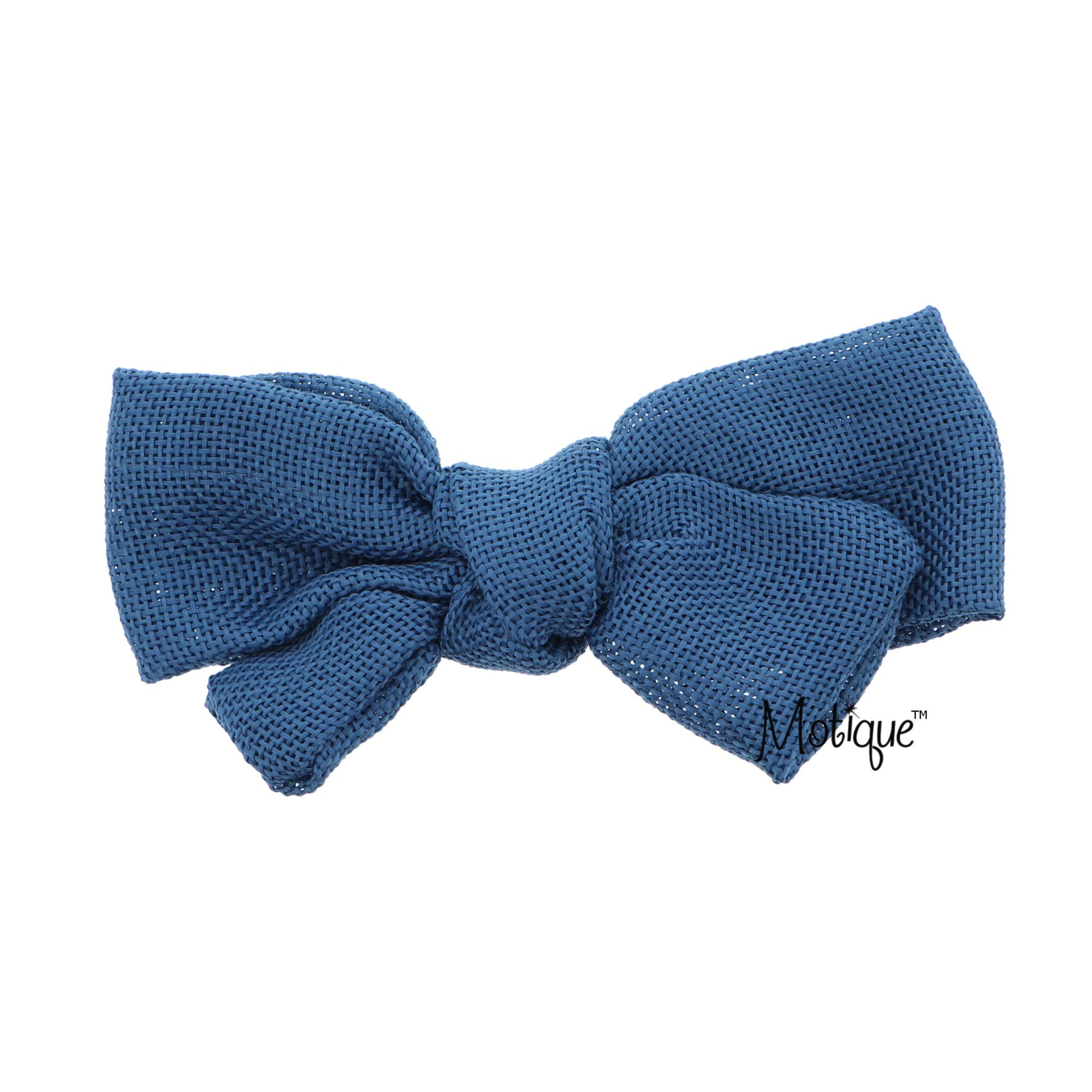 5 Inch Girls Burlap Bows - Set of 3 Blue Hair Bows for Baby Toddler Kids Birthday Party Photo Props