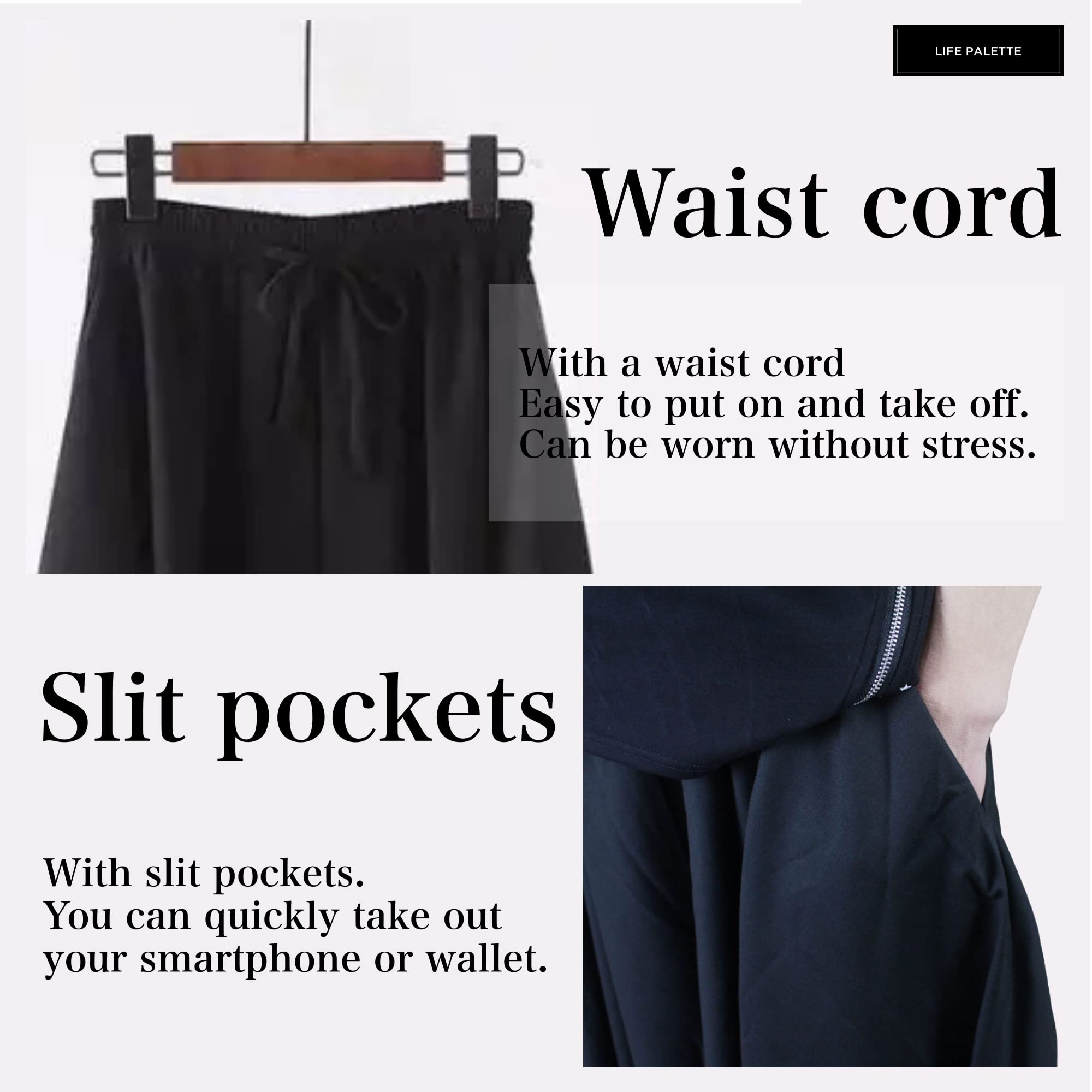 Japanese Samurai Hakama Harem Pants for Men & Women - Black Ninja Yoga Pants with Wide Leg Design - Perfect for Martial Arts, Cosplay, Yoga and Loungewear