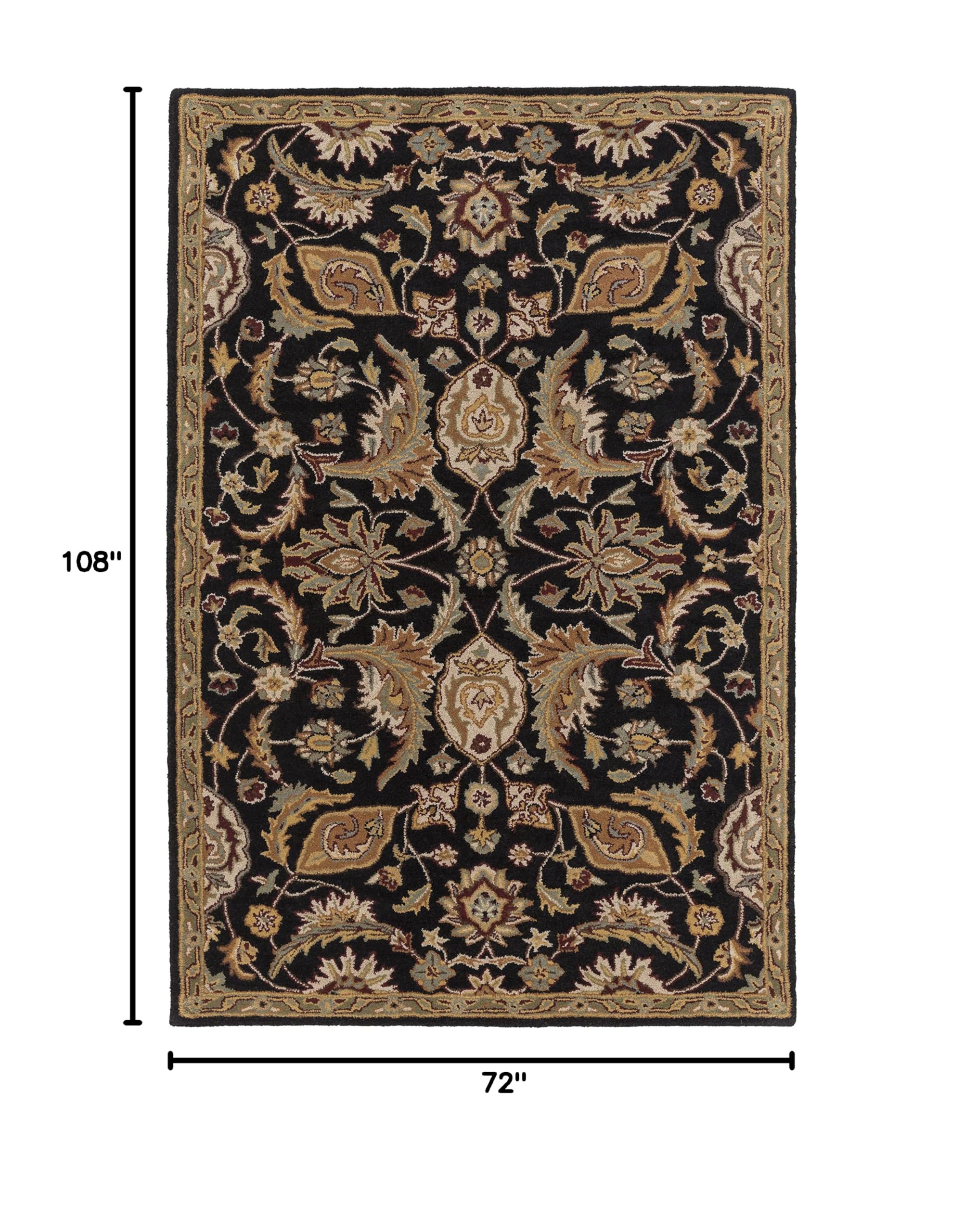 Premium 6x9 Wool Area Rug by Mark&Day - Traditional Nolde Black, Brown & Cream Carpet for Living Room, Bedroom, Kitchen | Soft & Durable Floor Covering for Home Decor & High Traffic Areas