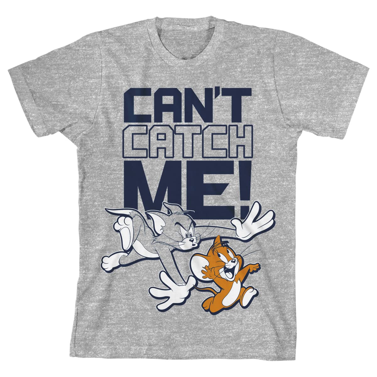 Tom & Jerry 'You Can't Catch Me!' Graphic Tee for Kids - Soft Heather Youth Athletic T-Shirt for Playdates, Sports & Casual Wear