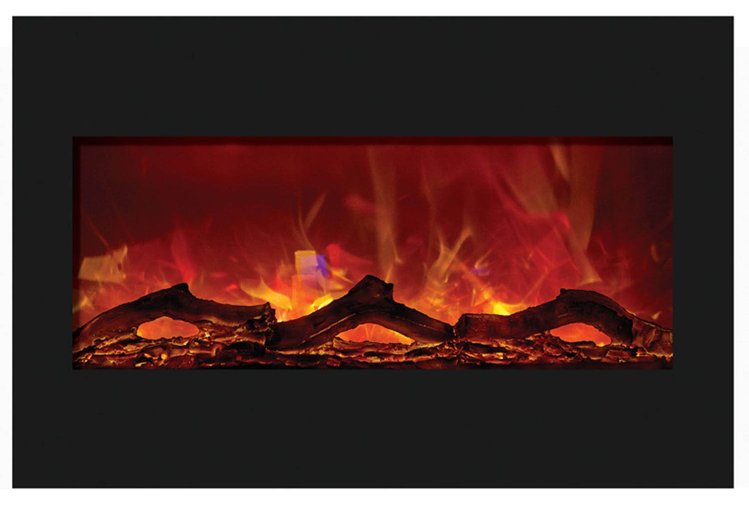 Amantii 33 Inch Zero Clearance Electric Fireplace with 36x24 Inch Black Glass Surround - Perfect for Living Room, Bedroom & Office Heating