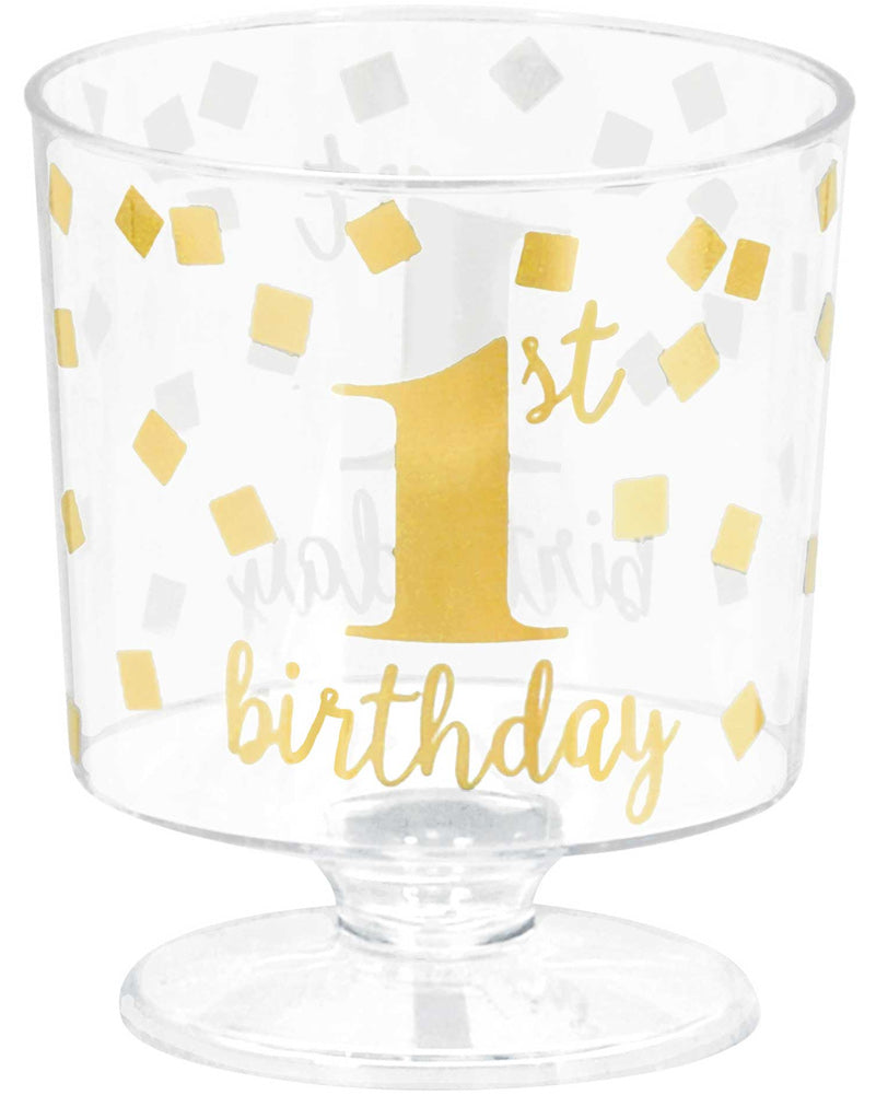 30-Pack 1st Birthday Mini Clear Pedestal Cups (59ml) - Perfect for Baby Showers, Birthday Parties & Celebrations