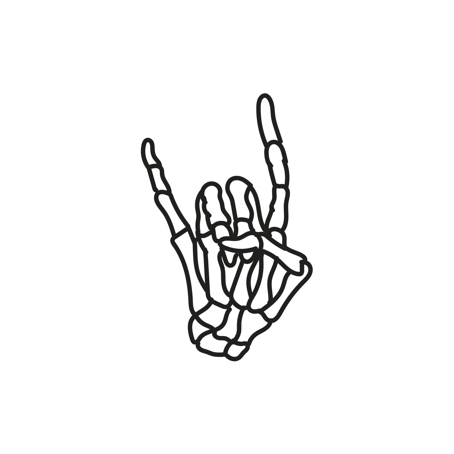 Rock on Skeleton Temporary Tattoo - Waterproof Fake Tattoo Sticker for Men, Women, Boys & Girls (2.5x4 Inch, Black) - Perfect for Halloween, Parties, Concerts & Costume Events