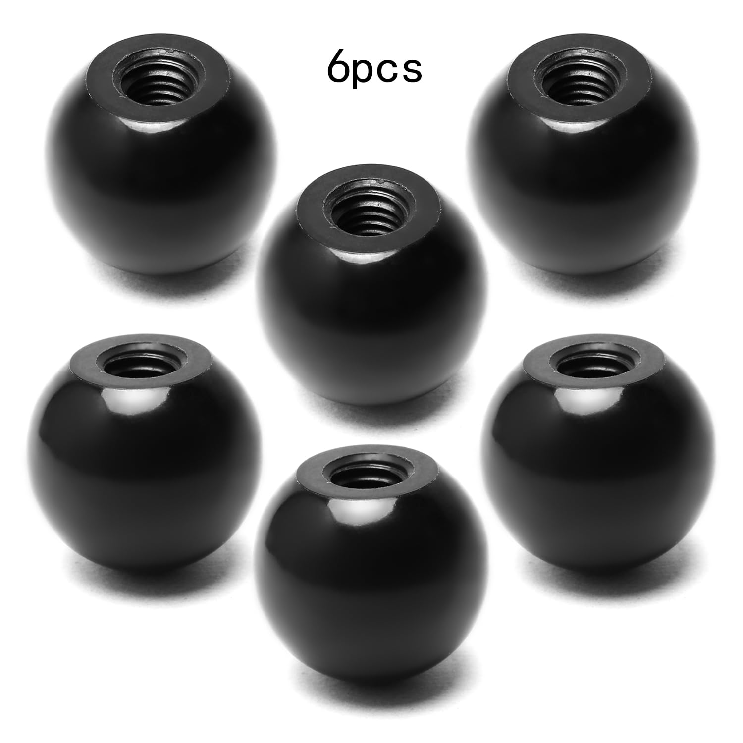 6Pcs M10 Female Thread Bakelite Ball Knob - 32mm Diameter Thermoset Spherical Handle with Smooth Rim (Black) - Durable Replacement for Lawn Mowers & Exercise Equipment - Perfect for DIY Repairs and Machinery Upgrades