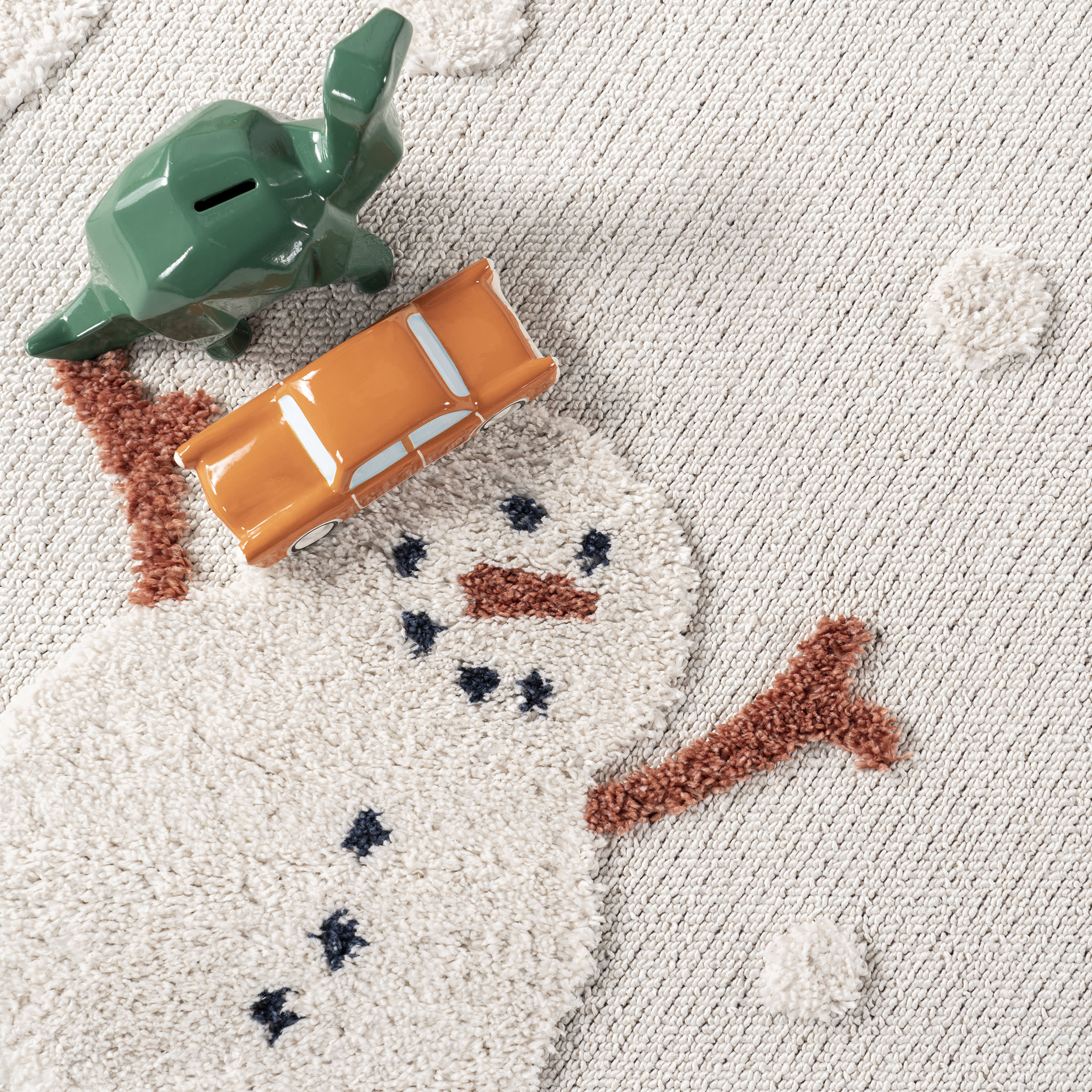 Freda Snowmen Tasseled Kids Rug - Soft Plush Nursery Carpet for Boys & Girls | Off White Play Mat for Bedroom, Playroom & Daycare