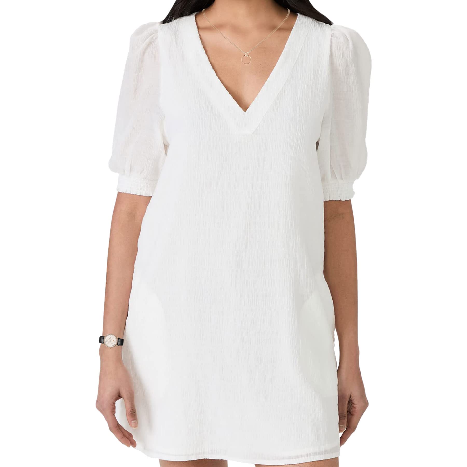 WERLIKE Women's Summer Dresses - Loose V-Neck Casual Mini Dress with Puff Sleeves & Pockets | Cute Short Skirt for Beach, Party & Everyday Wear