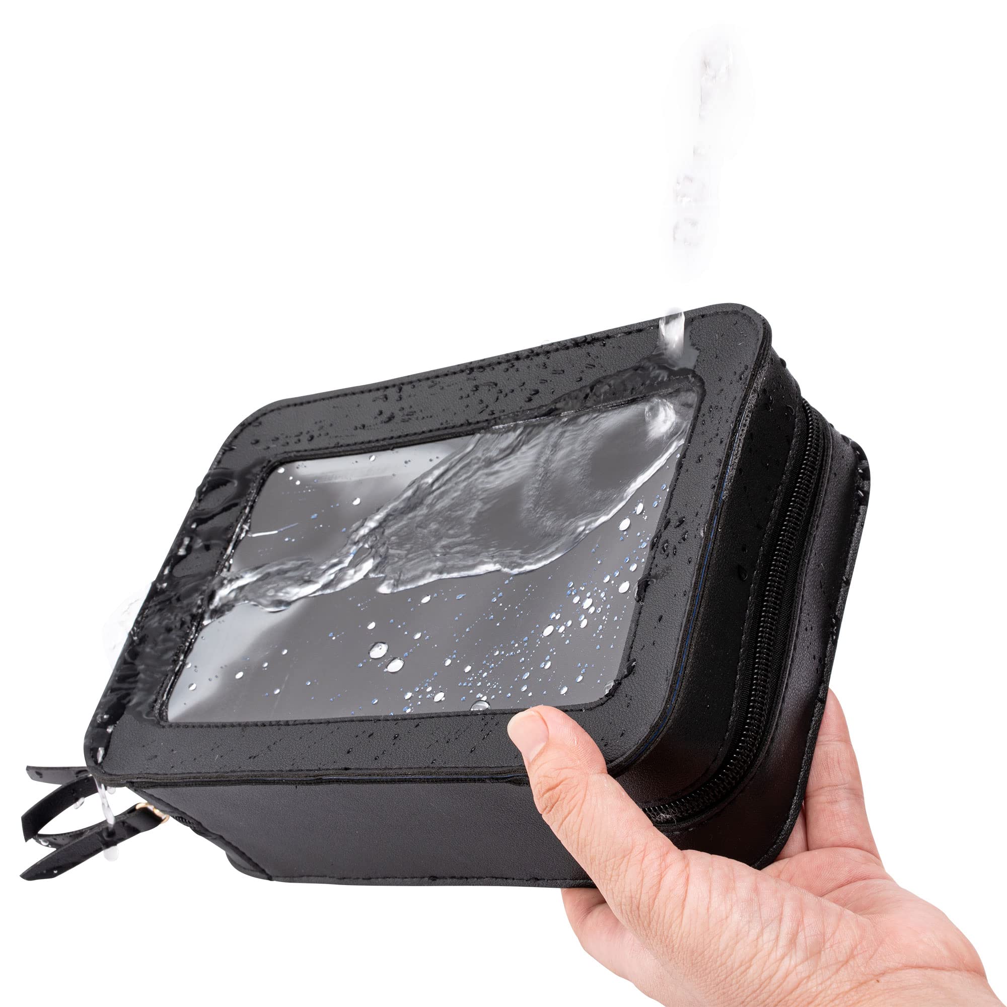 Clear Travel Toiletry Bag for Women & Men - Transparent Makeup Organizer, Cosmetic Pouch for Toiletries, TSA Approved Carry-On Essentials Bag (Black) - Perfect for Air Travel, Gym, Camping & Weekend Getaways