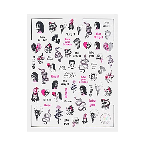 Halloween Nail Stickers - Waterproof Nail Art Decals for Halloween, Party & Costume - Self-Adhesive Nail Decorations for Women & Girls - Perfect for Halloween Parties, Cosplay & Nail Art Designs