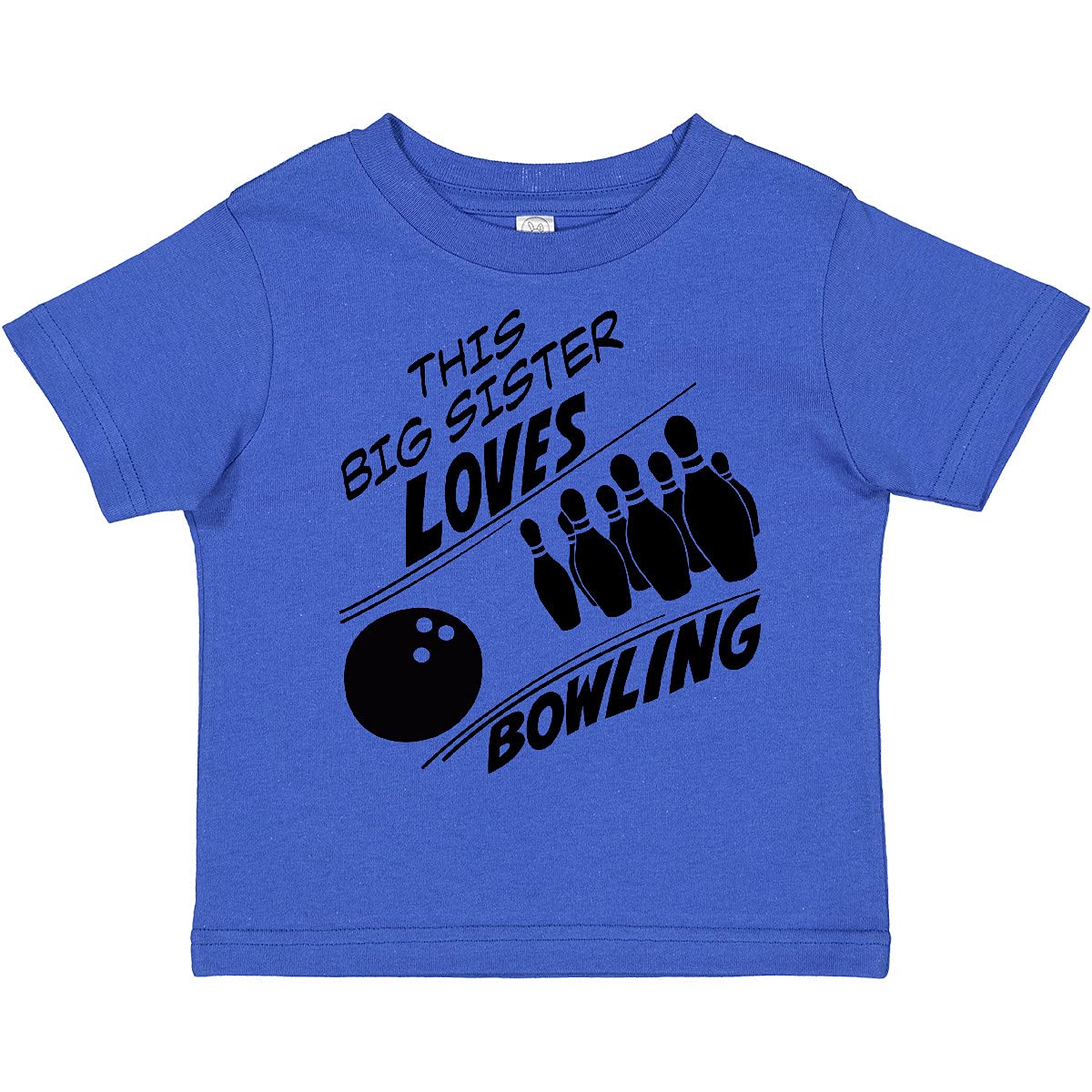 Inktastic Big Sister Loves Bowling Toddler T-Shirt - Cute Sibling Matching Outfit for Bowling Alley Family Fun
