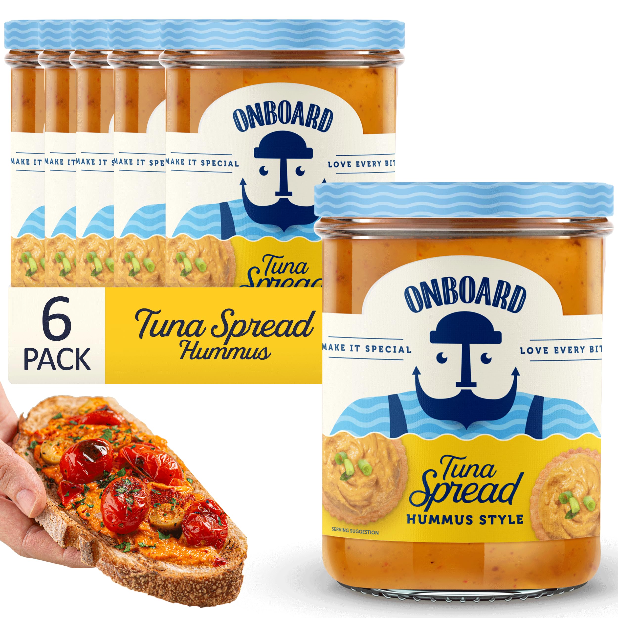 Organic Yellowfin Tuna Hummus Spread - 6 Pack (7.1oz Jars) | High-Protein Wild-Caught Tuna Snack with Mediterranean Flavors | Perfect for Sandwiches, Chip Dips, Salads & Healthy Meal Prep | Gluten-Free & Keto-Friendly Snack Option