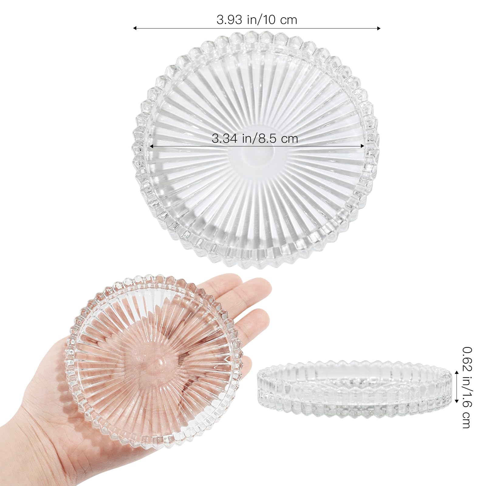 Clear Glass Pillar Candle Holders - Set of 6 (4 Inch) for Wedding Centerpieces, Party Decor, Holiday Table Settings & Home Decoration - Elegant Candle Plates for Romantic Dinners, Christmas Decorations & Special Events
