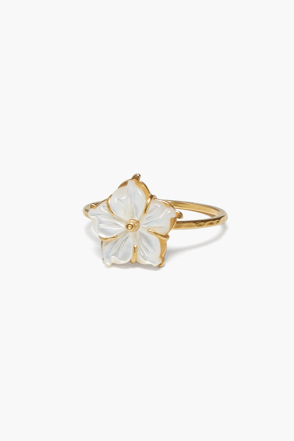 Elegant White Mother of Pearl Plumeria Flower Ring for Women - Perfect for Beach Weddings, Summer Parties & Boho Fashion