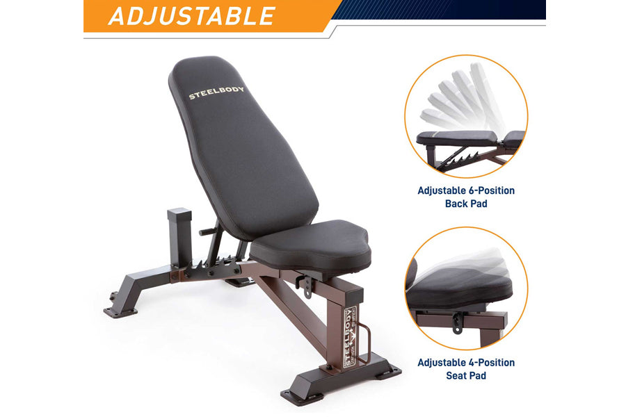 Marcy Utility Bench STB 10105 - Heavy Duty Steel Body Weight Bench for Home Gym, Strength Training & Workout - Perfect for Squats, Presses & Full-Body Exercises