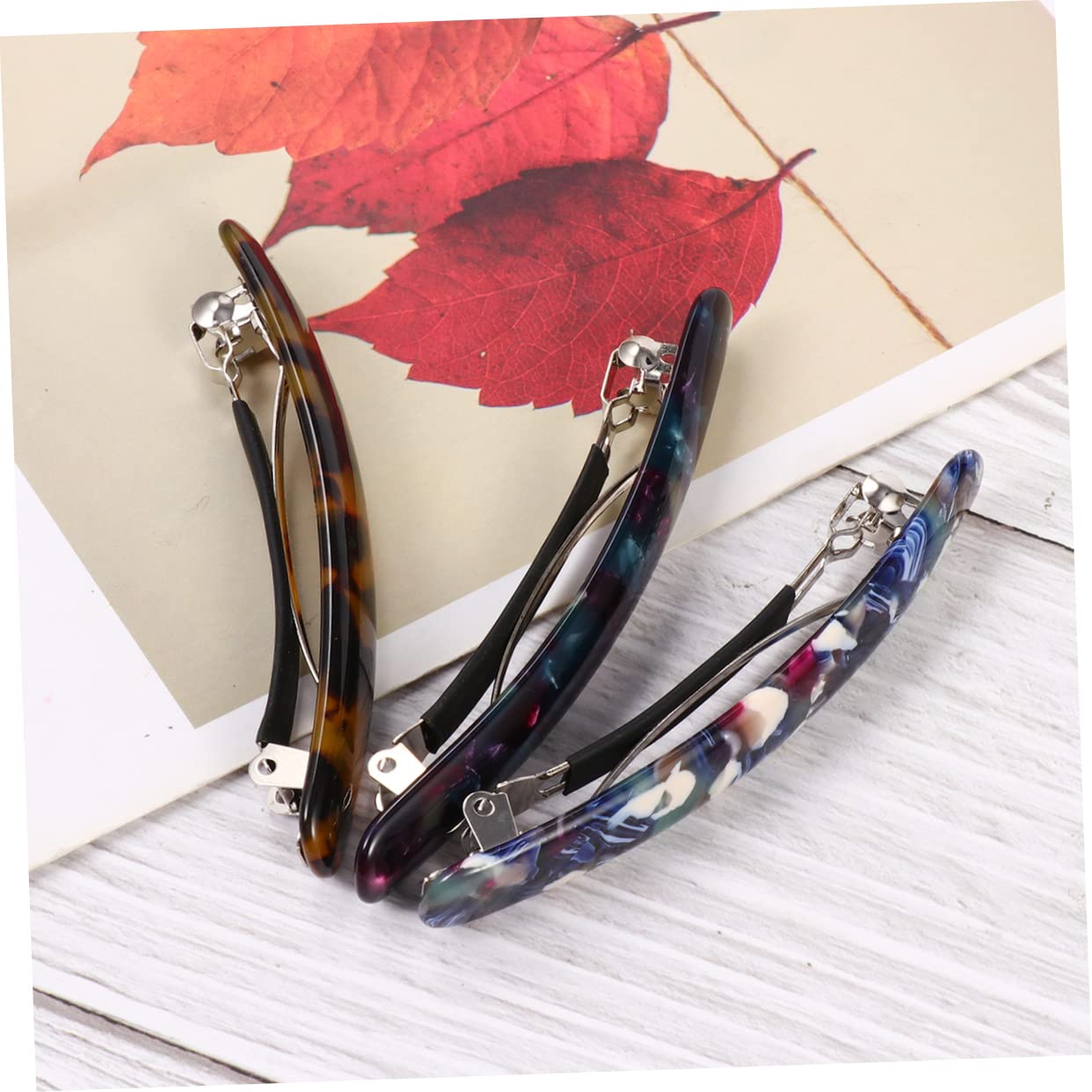 minkissy 3pcs Acetate Hair Clips for Women - Mini Ponytail Holder Barrettes, Plain Hair Clips with Elegant Design for Party, Wedding & Daily Use - Perfect for Updos, Half-Up Styles and Securing Flyaways