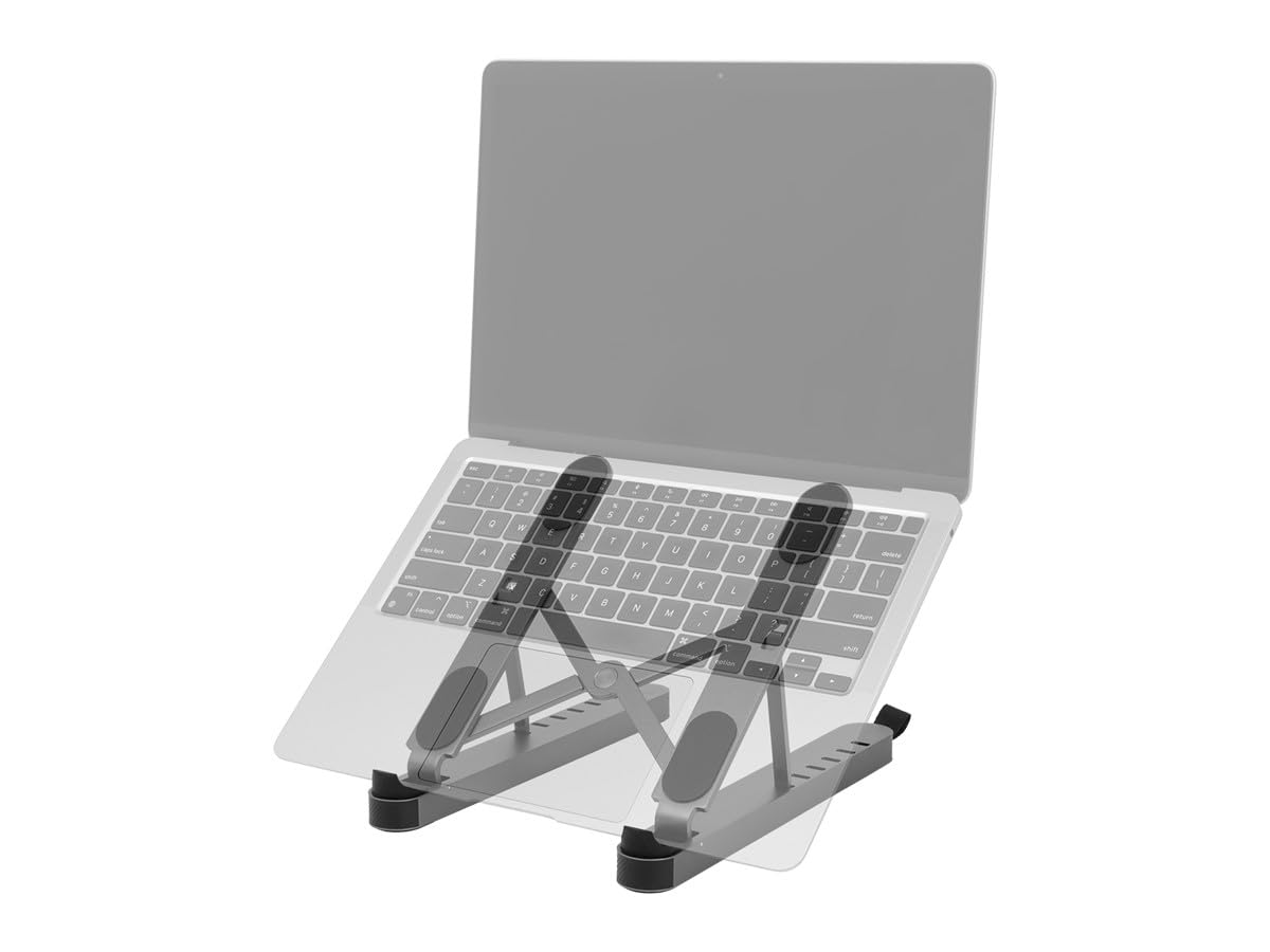 Monoprice 6-in-1 Portable Folding Laptop Stand with USB-C Docking Station - 4K HDMI, Gigabit Ethernet, Adjustable Angles, Multi-Port Hub for MacBook, Dell, HP - Perfect for Home Office, Remote Work & Travel