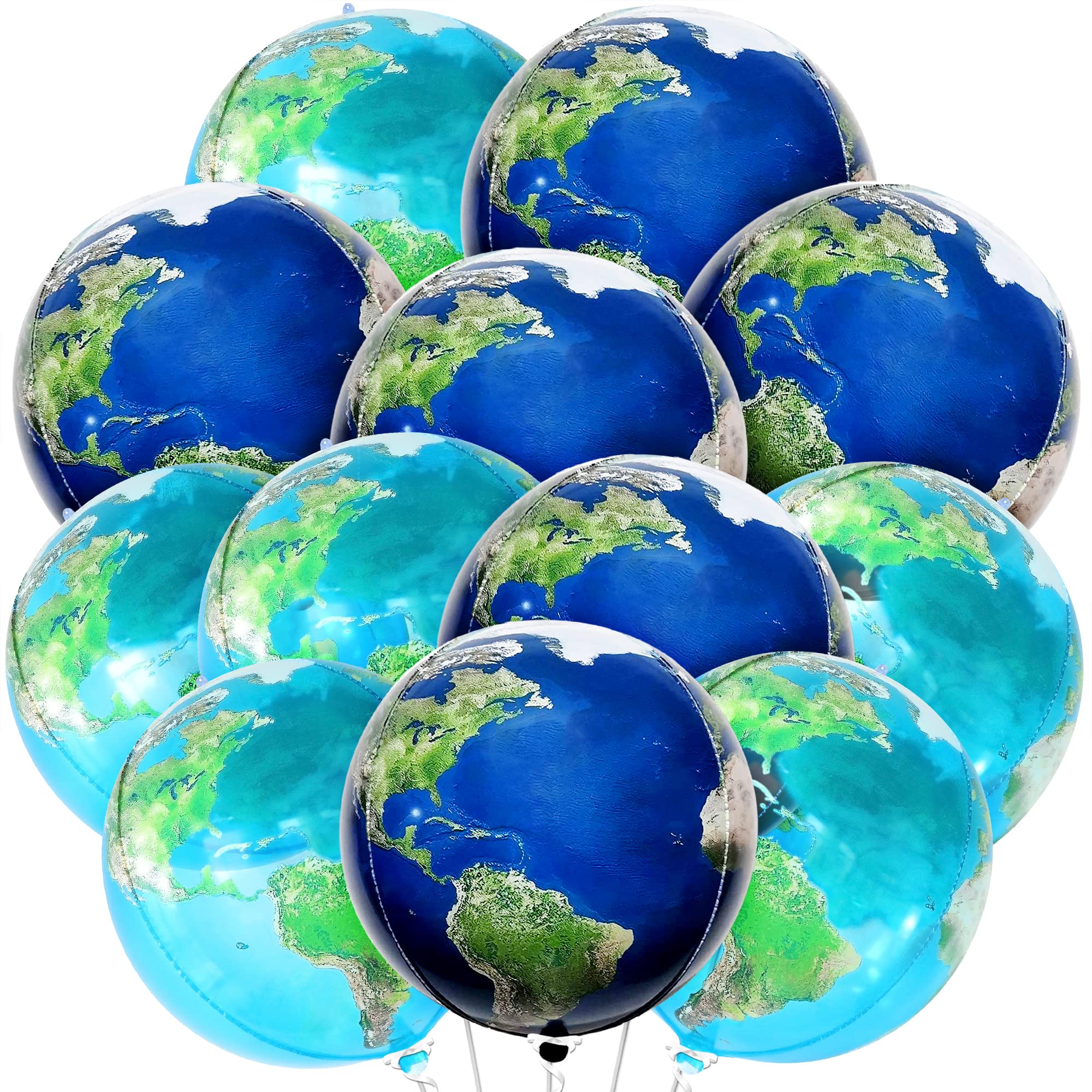 22 Inch Large Earth Bubble Balloons - Pack of 6 | 360 Degree Transparent World Map Globe Balloons for Earth Day Decorations, Birthday Parties, Baby Showers & Classroom Learning Activities