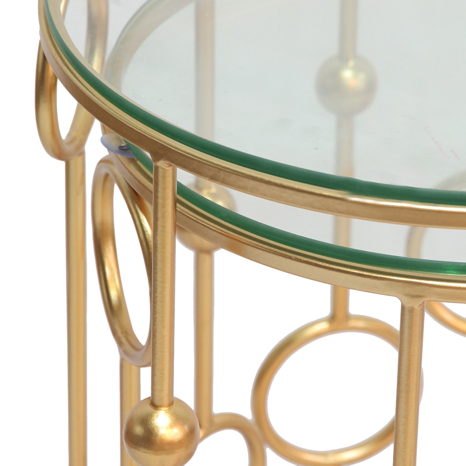 Joveco Set of 2 Gold End Tables - Round Nesting Coffee Tables with Metal Base, Mid Century Modern Side Tables for Living Room, Bedroom & Entryway - Perfect for Small Spaces & Home Decor (Gold)