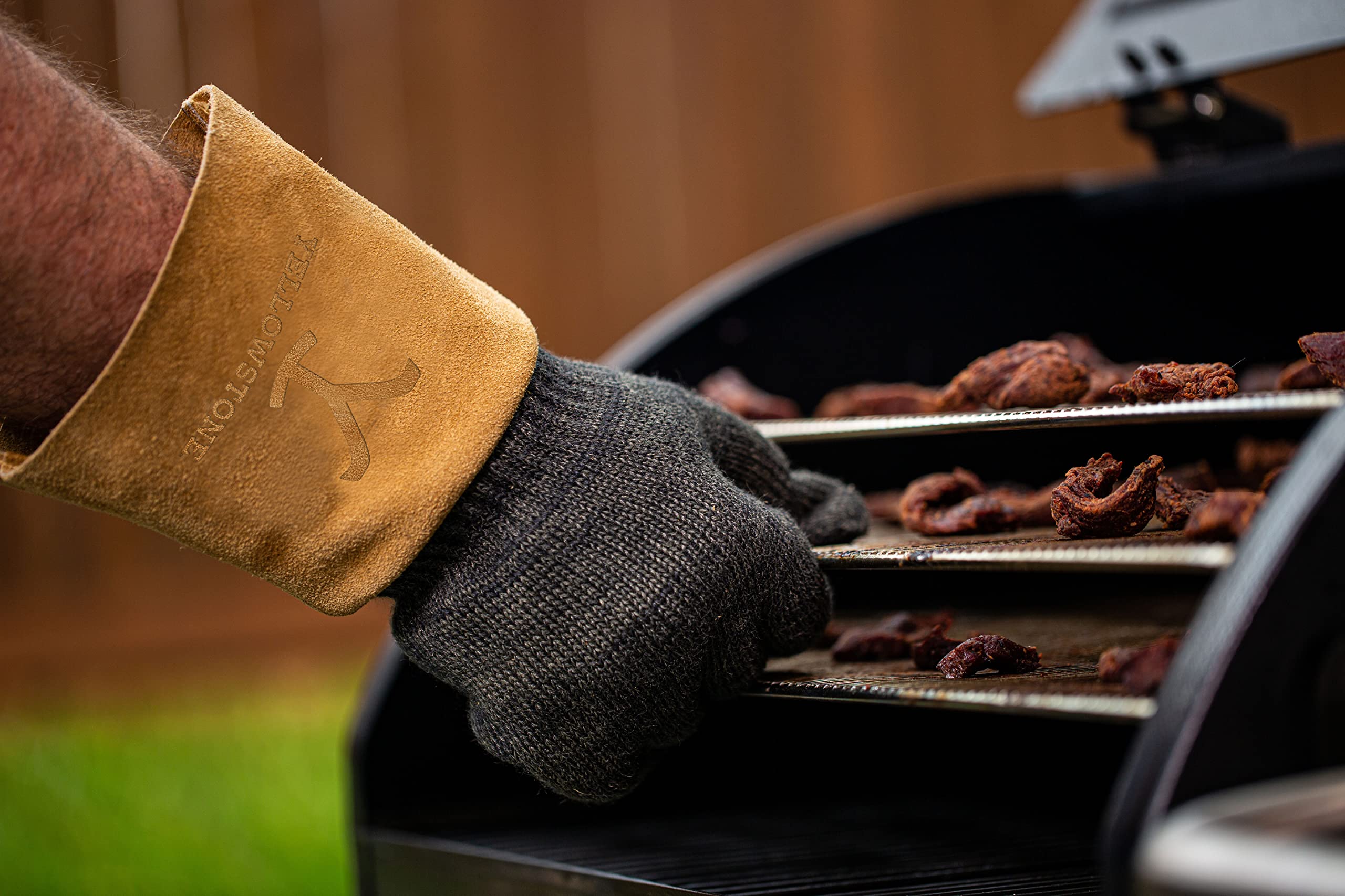 Yellowstone BBQ & Utility Gloves 2 Pack - Heat Resistant Kevlar® Grill Gloves for Grilling, Smoking & Outdoor Cooking | Heavy Duty Work Gloves with Long Leather Cuff | Perfect for BBQ, Camping & Yard Work | Authentic Yellowstone Merchandise