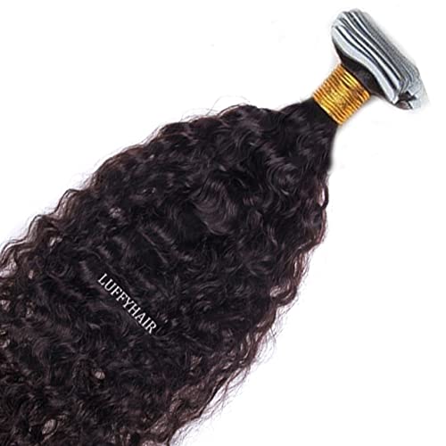 40 Pieces Brazilian Human Hair Tape In Extensions - 26 Inch Loose Curly Skin Weft for Black Women (#4 Dark Brown) | Invisible Adhesive | Perfect for Daily Wear, Parties & Special Occasions