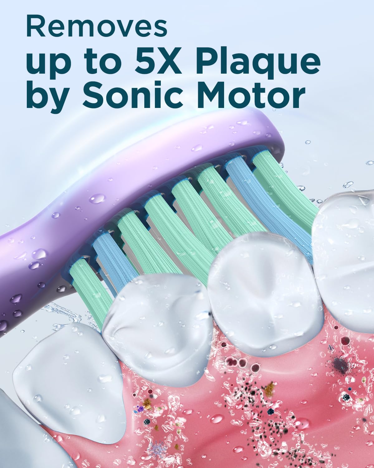 Rtauys M5 Sonic Electric Toothbrush for Adults & Kids - Rechargeable Toothbrush with 8 Brush Heads & Travel Case, 120-Day Battery Life, Purple - Perfect for Travel, Home & Daily Oral Care