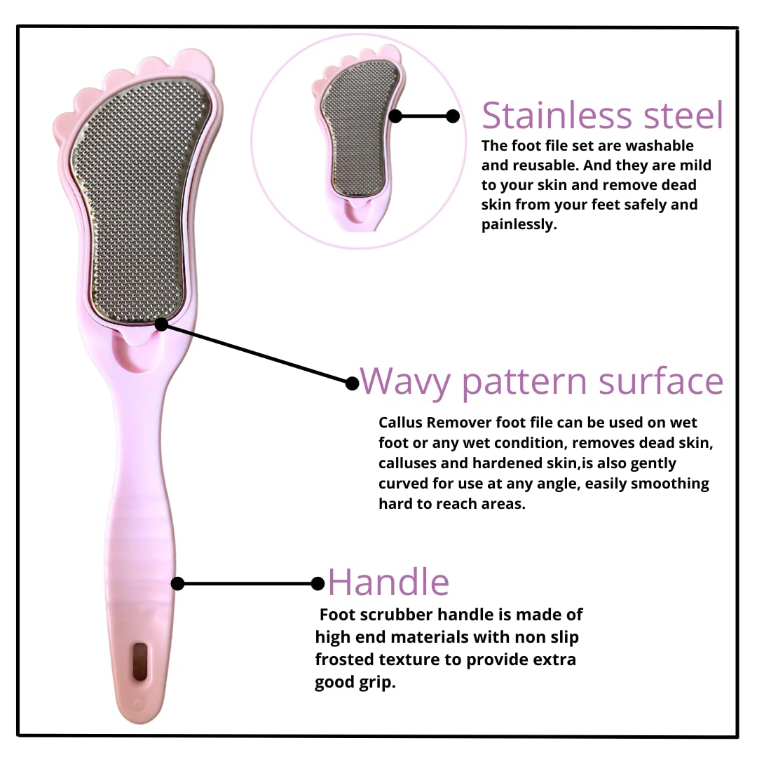 Pedicure Tool - Plastic Foot Scrubber for Dead Skin & Callus Removal | Exfoliating Heel & Leg Care | Perfect for Home Spa & Nail Salon (Pink)