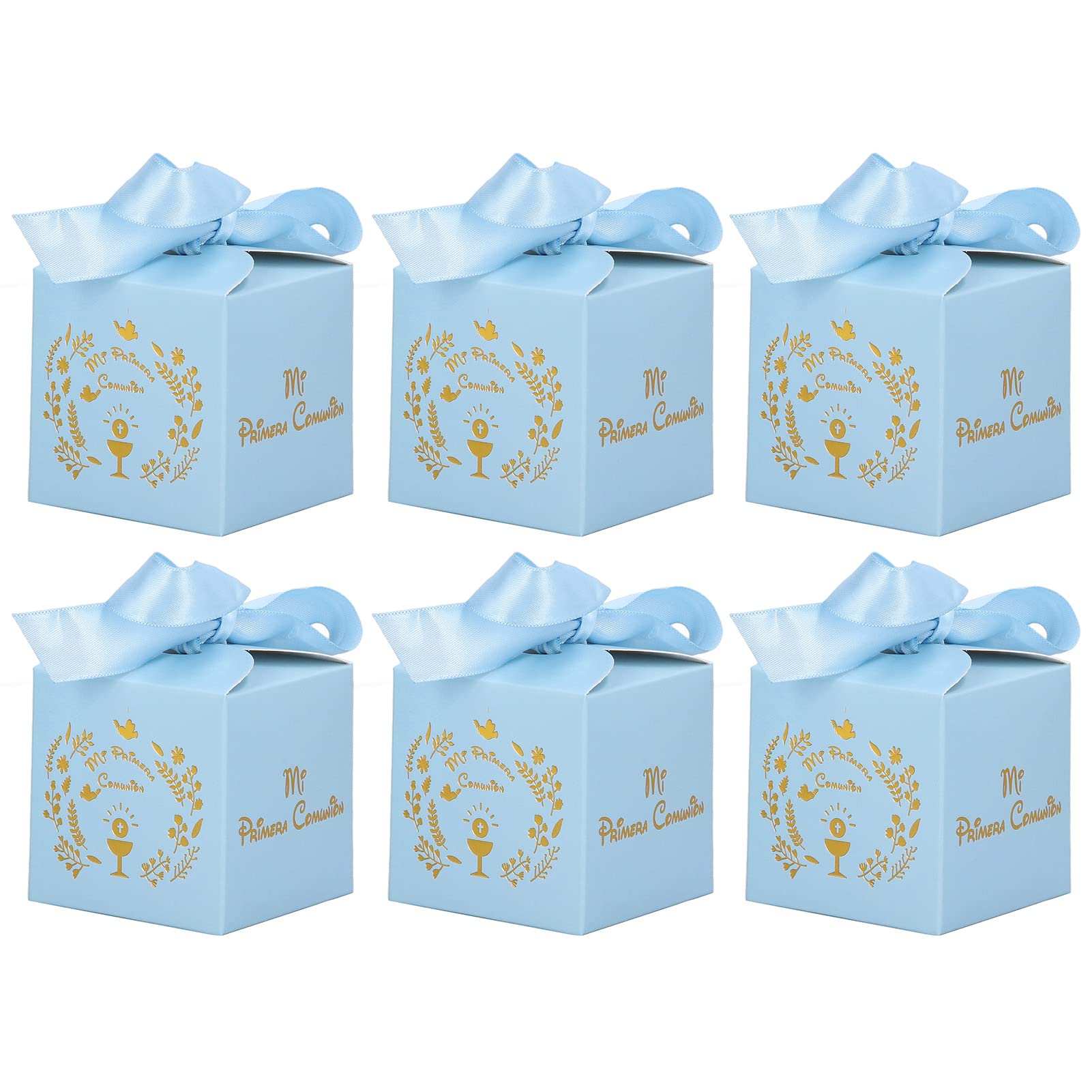 Talany Small Foldable Decorative Elegant Favor Boxes - 50pcs Wedding Party Favor Gift Boxes in Blue - Perfect for Wedding Favors, Bridal Showers, Baby Showers & Special Events