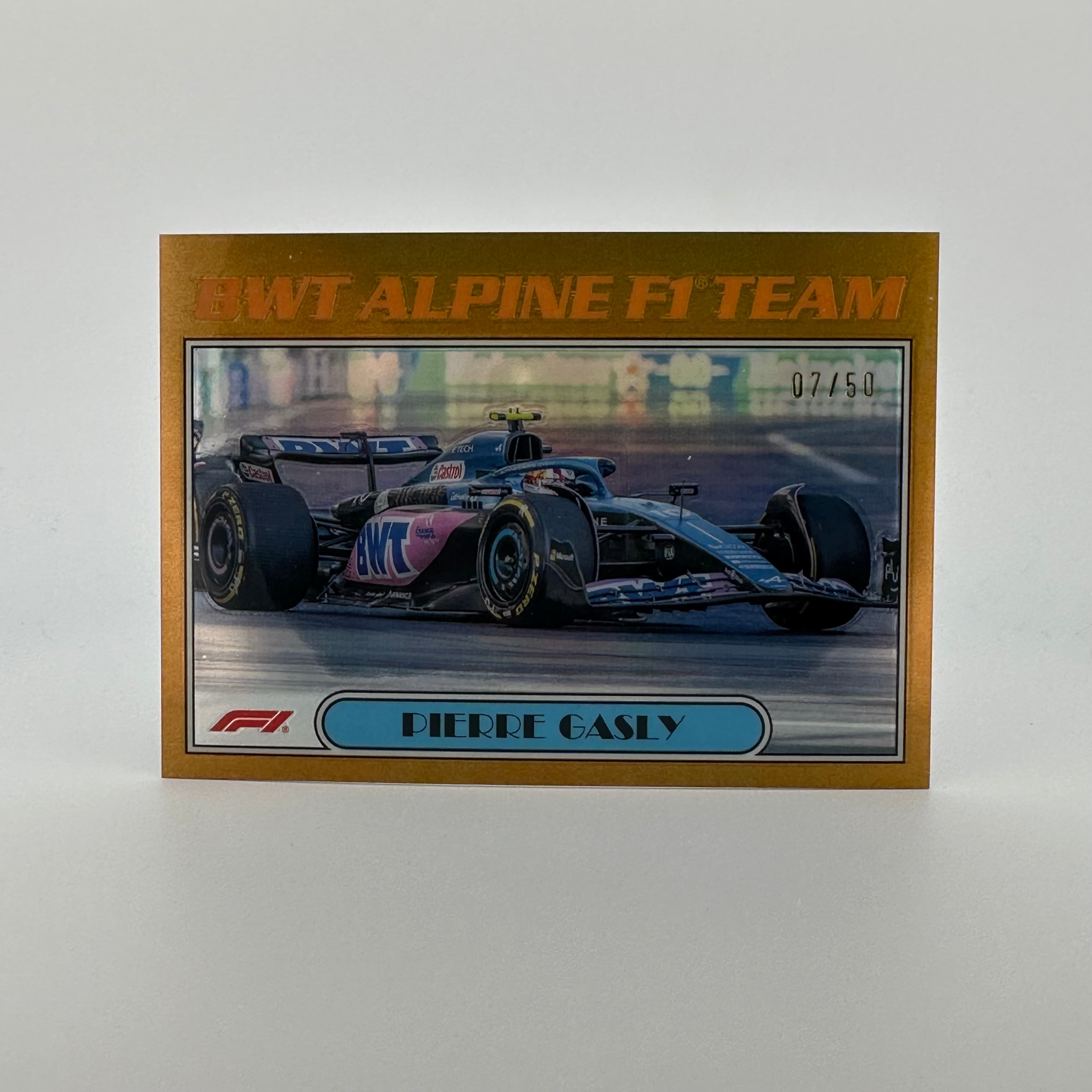 2023 Topps Chrome Formula 1 Pierre Gasly #AU77 Gold Parallel 7/50 - Rare F1 Trading Card for Collectors & Racing Fans - Perfect for Display, Trading, and Investment
