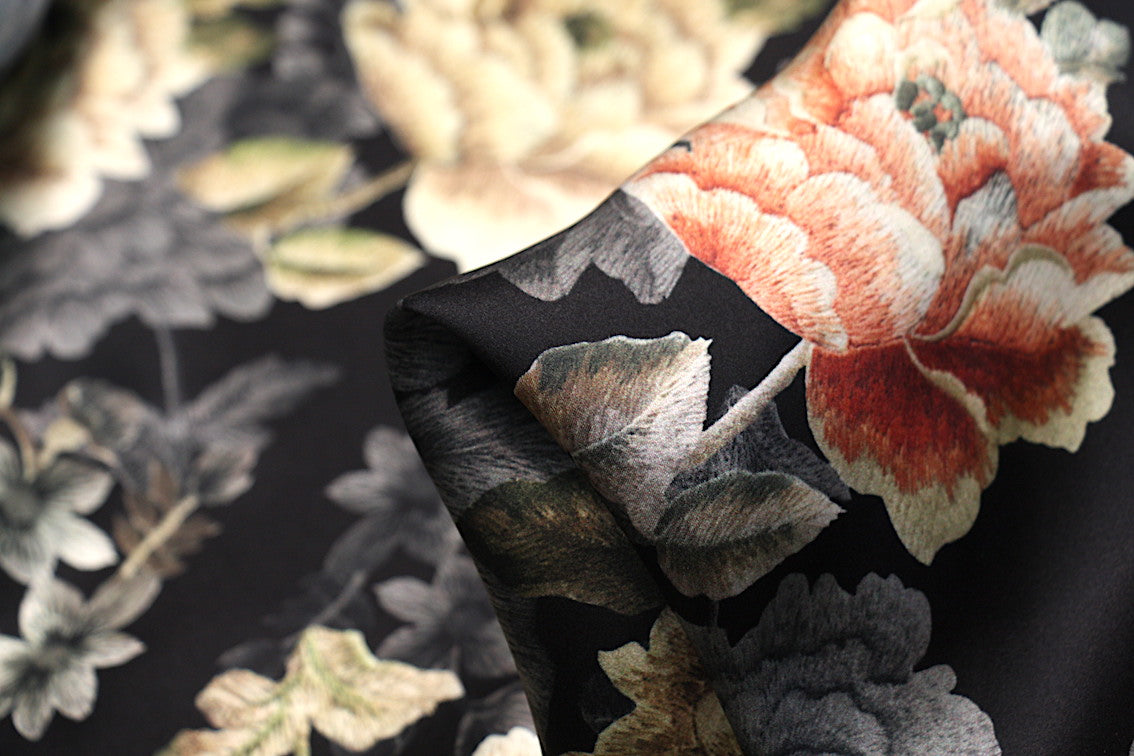 Elegant Cabbage Roses Silk Satin Fabric - Perfect for Wedding Decor, Bridal Bouquets & DIY Home Decor Projects