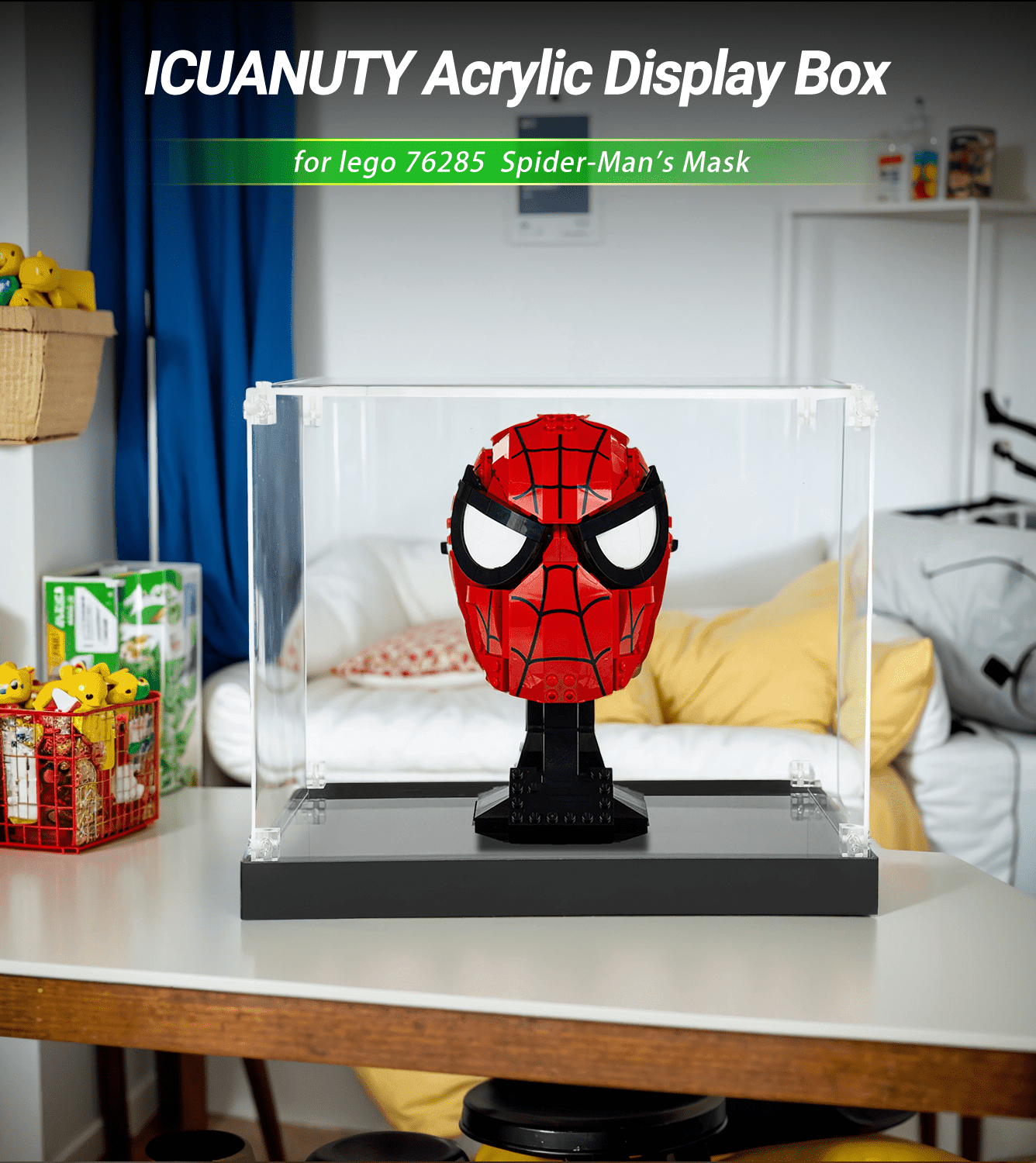 Lego Marvel Spider-Man's Mask 76285 Display Case - Clear Acrylic Showcase for Collectible Lego Sets - Perfect for Home Decor, Office Display & Gift Giving