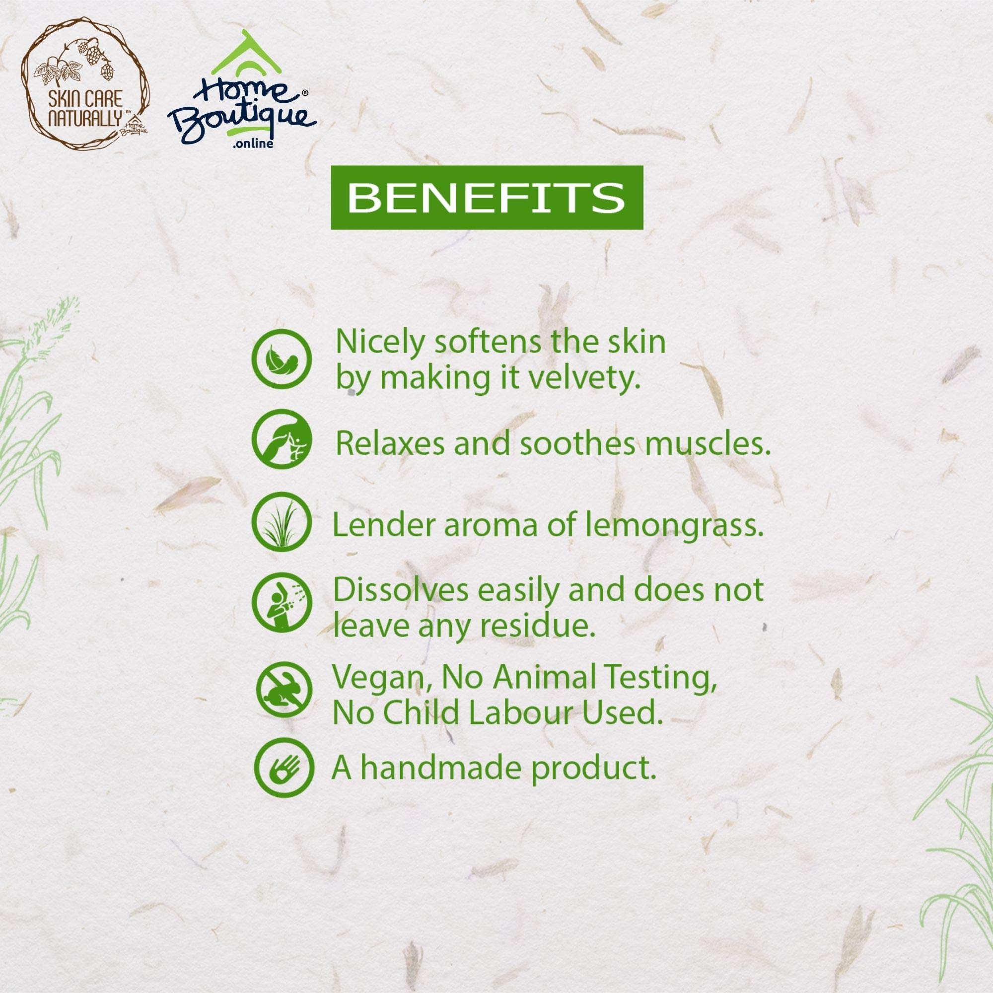 Natural Epsom Bath Salts with Lemongrass Essential Oil - 200g Muscle Relaxation & Pain Relief for Stress, Soreness & Spa-Like Experience at Home